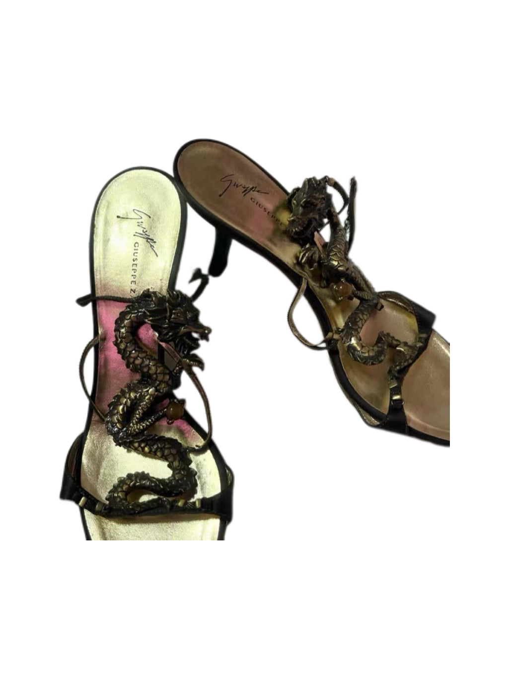 Giuseppe Zanotti Dragon Sculptural Heeled Sandals – Rare Fantasy Archive Statement Piece