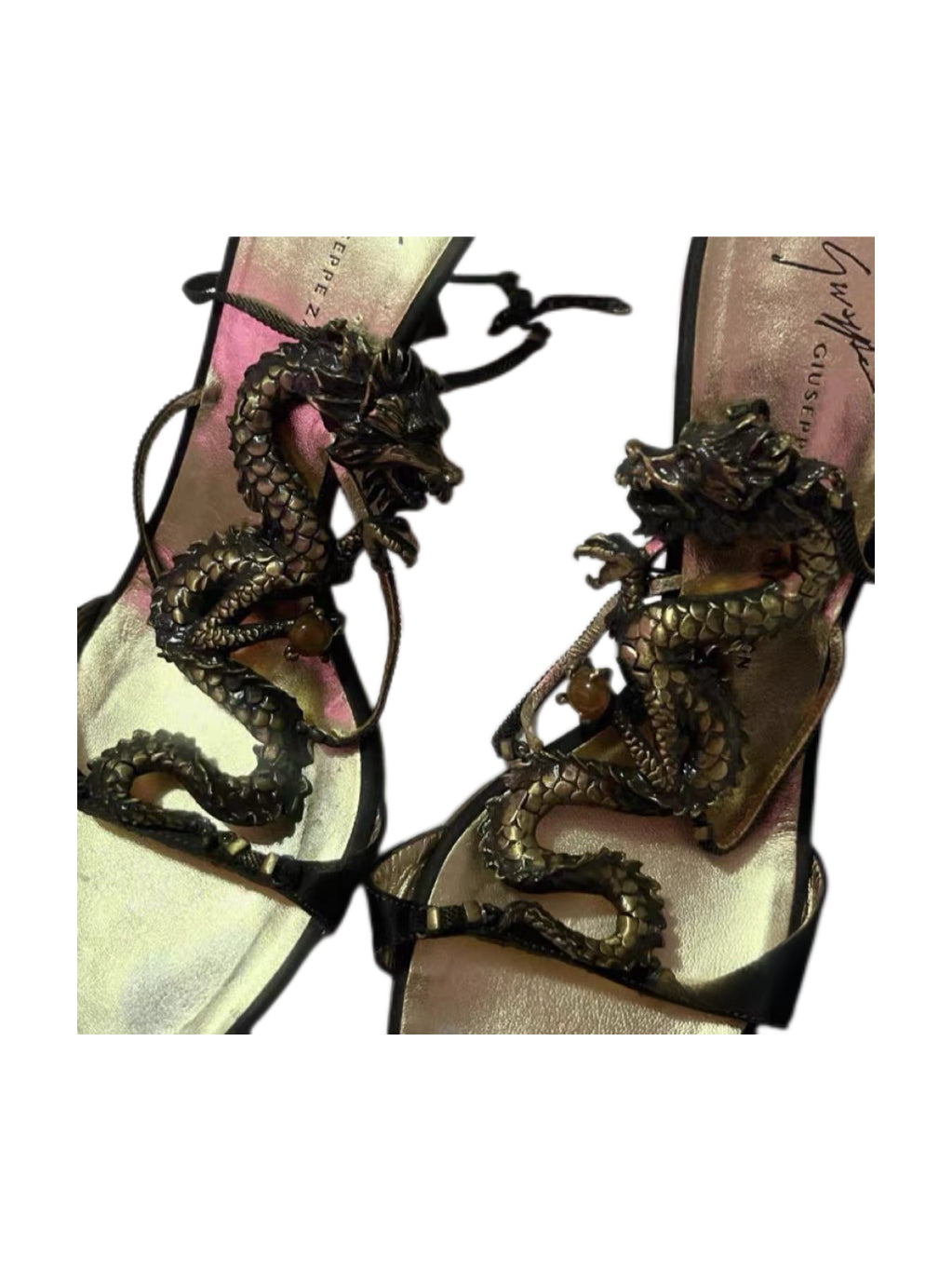 Giuseppe Zanotti Dragon Sculptural Heeled Sandals – Rare Fantasy Archive Statement Piece