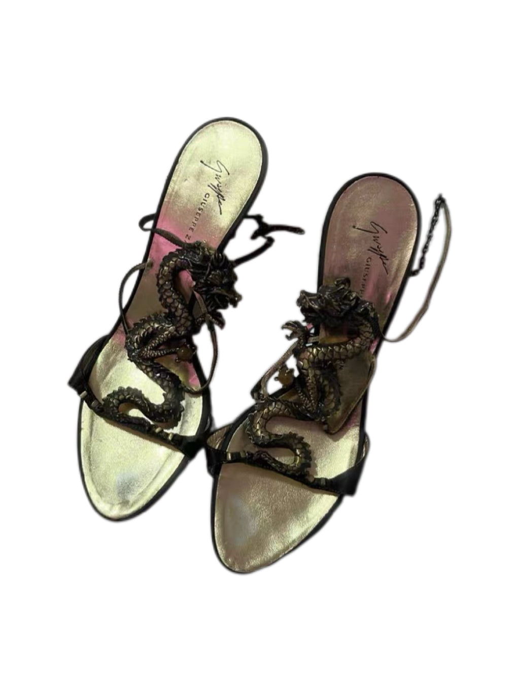 Giuseppe Zanotti Dragon Sculptural Heeled Sandals – Rare Fantasy Archive Statement Piece