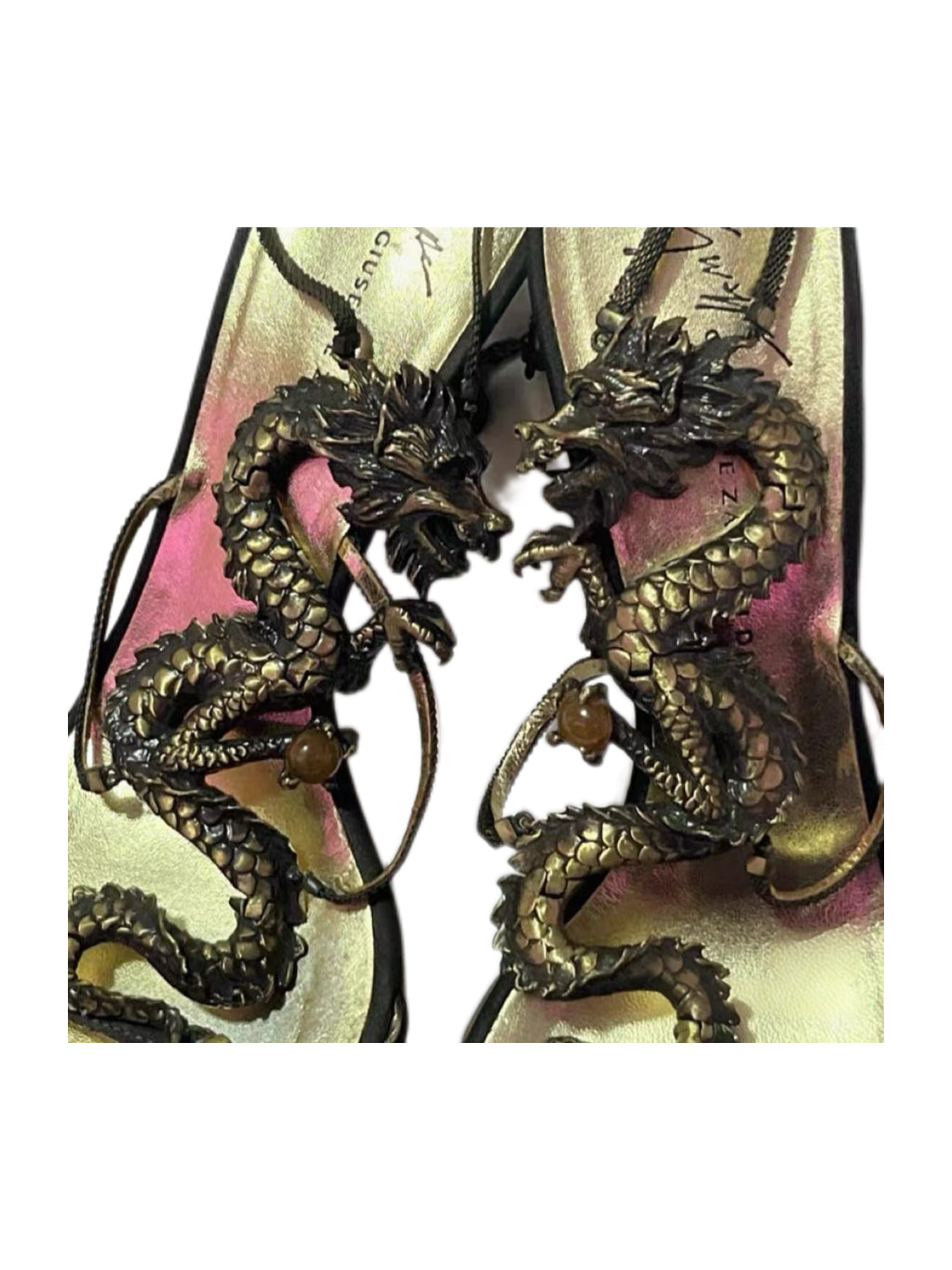 Giuseppe Zanotti Dragon Sculptural Heeled Sandals – Rare Fantasy Archive Statement Piece
