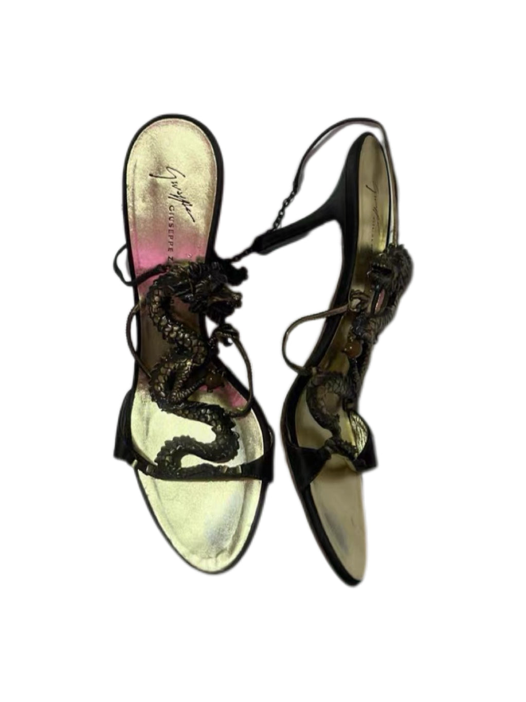 Giuseppe Zanotti Dragon Sculptural Heeled Sandals – Rare Fantasy Archive Statement Piece