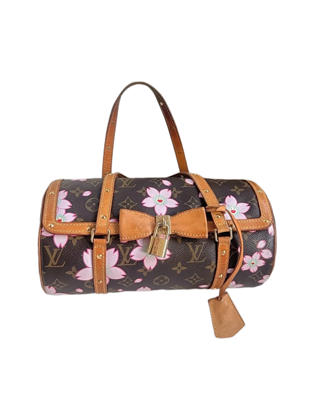 Louis Vuitton x Takashi Murakami Cherry Blossom Monogram Papillon Bow Lock Shoulder Bag Y2K Limited Edition Rare Vintage Piece