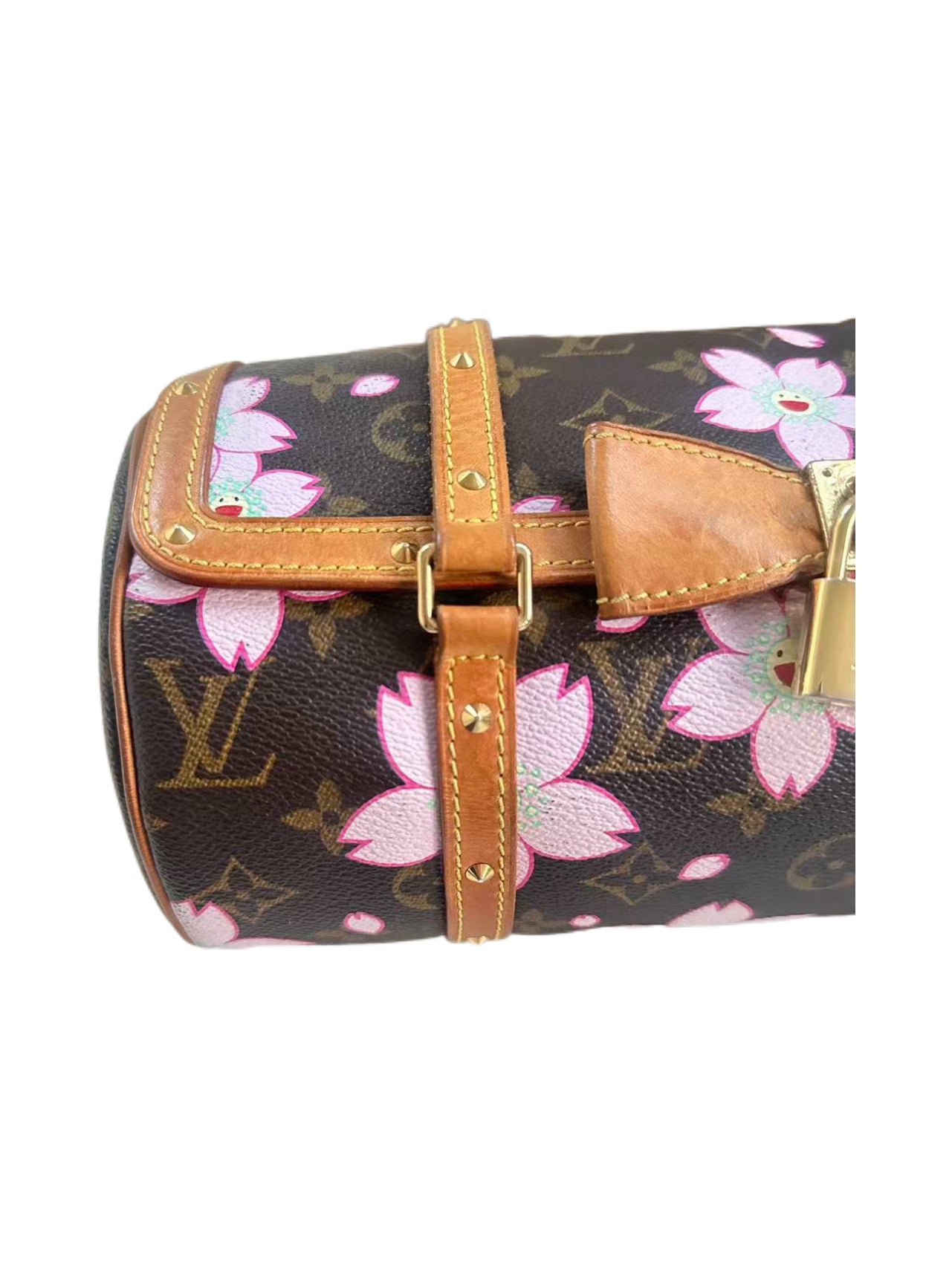 Louis Vuitton x Takashi Murakami Cherry Blossom Monogram Papillon Bow Lock Shoulder Bag Y2K Limited Edition Rare Vintage Piece