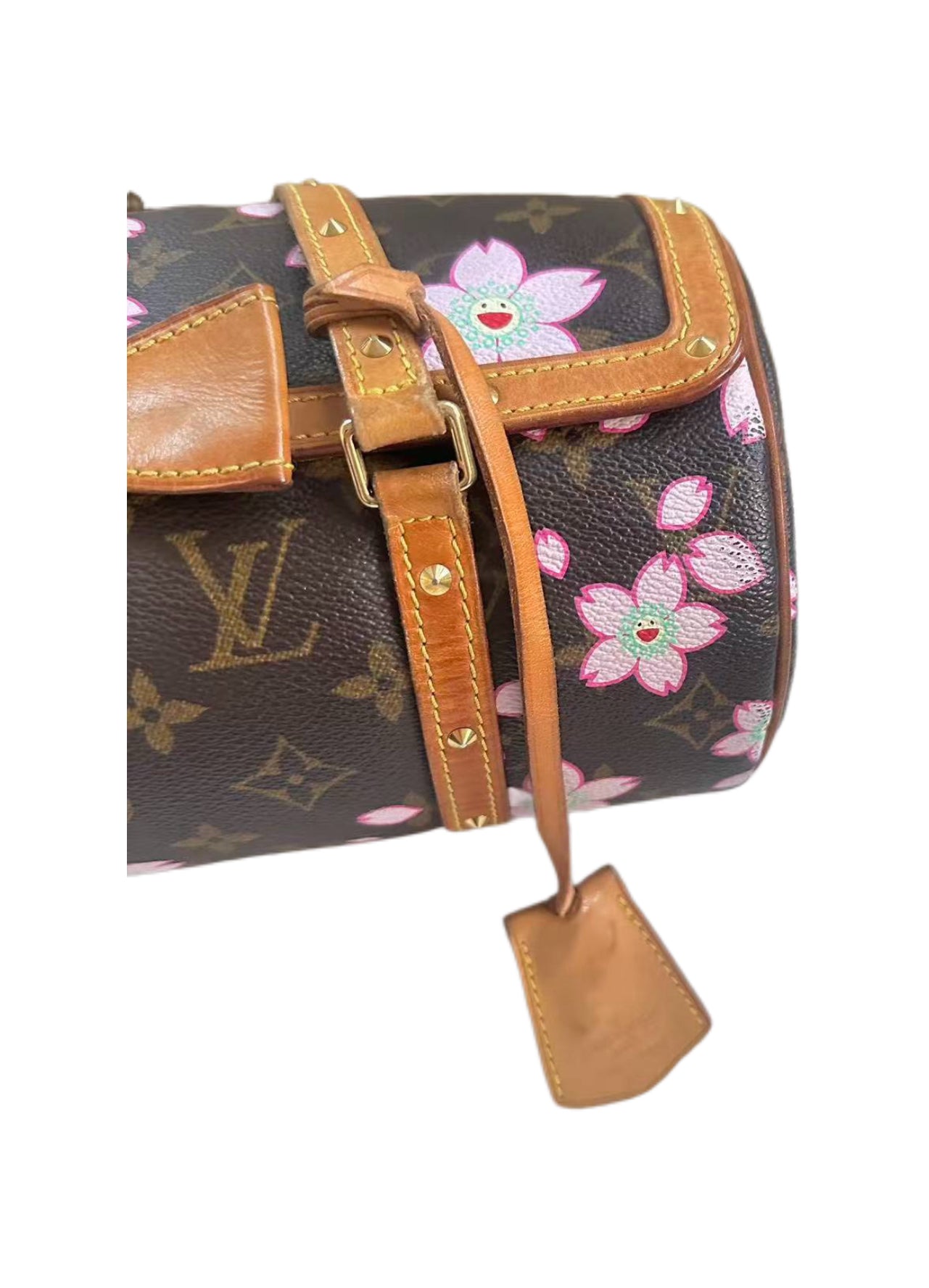 Louis Vuitton x Takashi Murakami Cherry Blossom Monogram Papillon Bow Lock Shoulder Bag Y2K Limited Edition Rare Vintage Piece