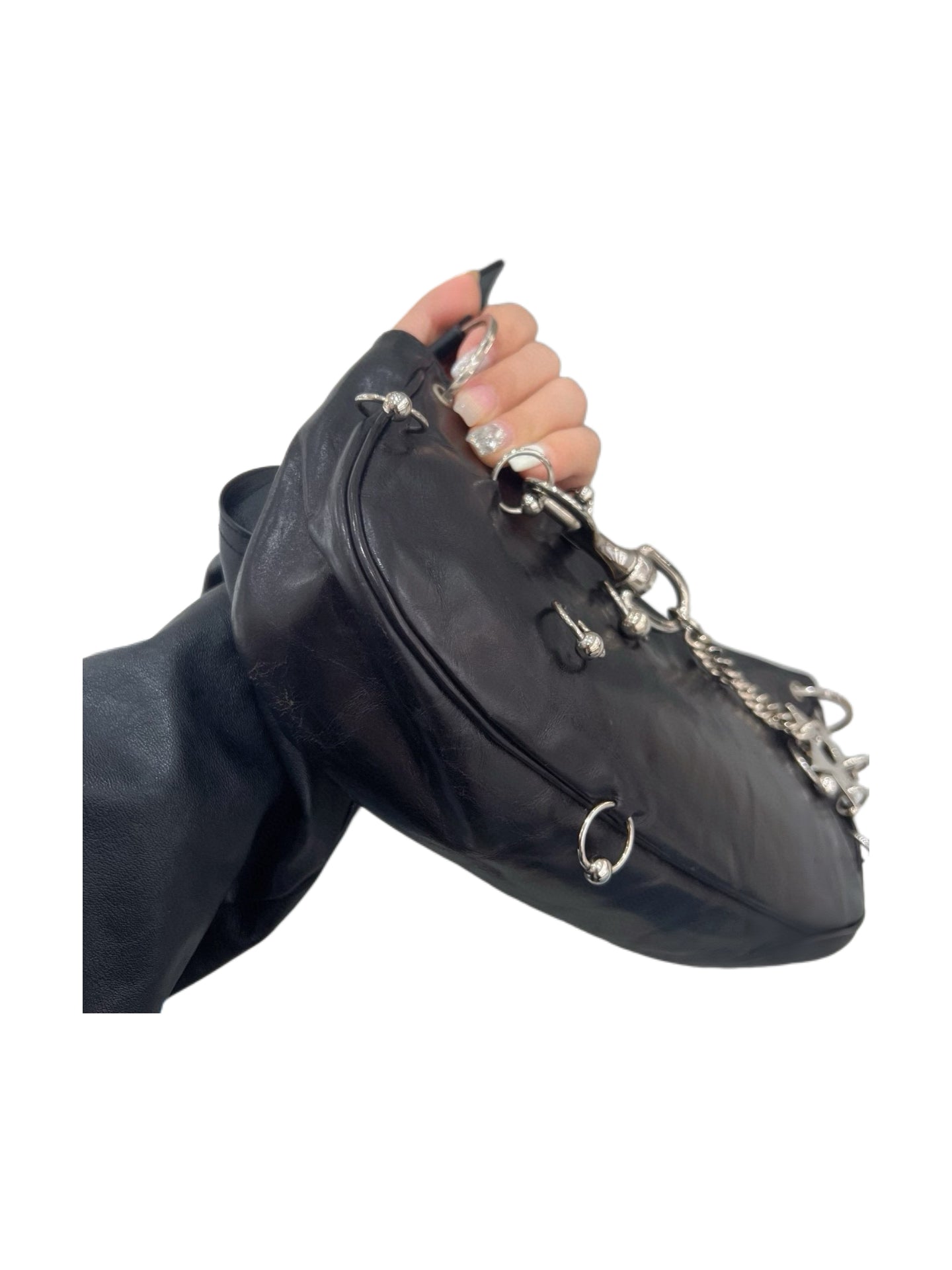 Christian Dior by John Galliano Omotesando Punk Star Chain Black Leather Shoulder Bag Y2K Archive Rare Piece