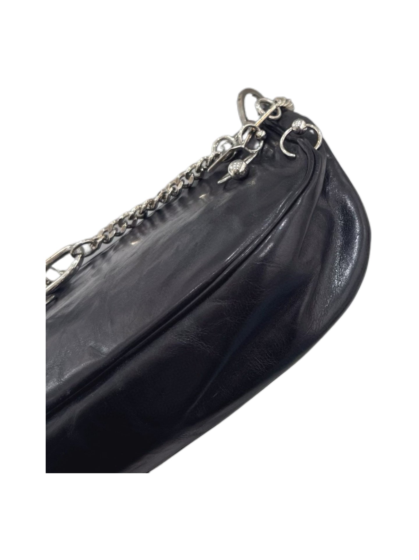 Christian Dior by John Galliano Omotesando Punk Star Chain Black Leather Shoulder Bag Y2K Archive Rare Piece