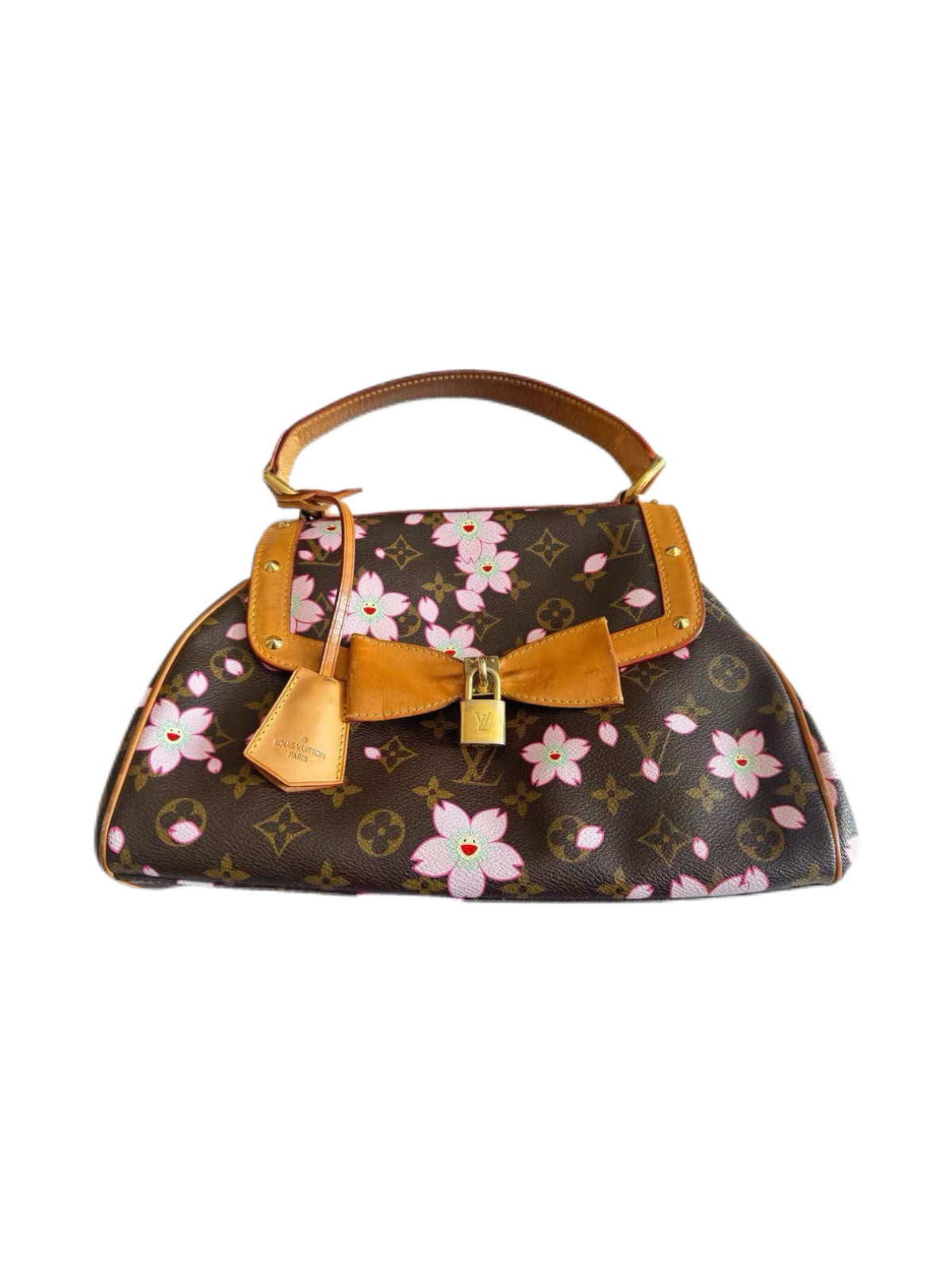Louis Vuitton x Takashi Murakami Cherry Blossom Monogram Bow Lock Top Handle Bag Y2K Limited Edition Rare Vintage Handbag