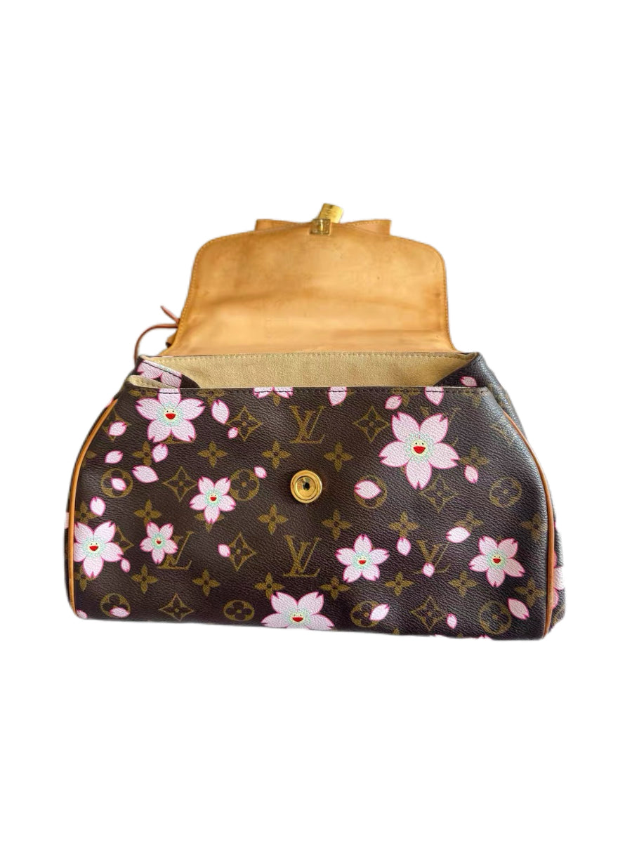 Louis Vuitton x Takashi Murakami Cherry Blossom Monogram Bow Lock Top Handle Bag Y2K Limited Edition Rare Vintage Handbag