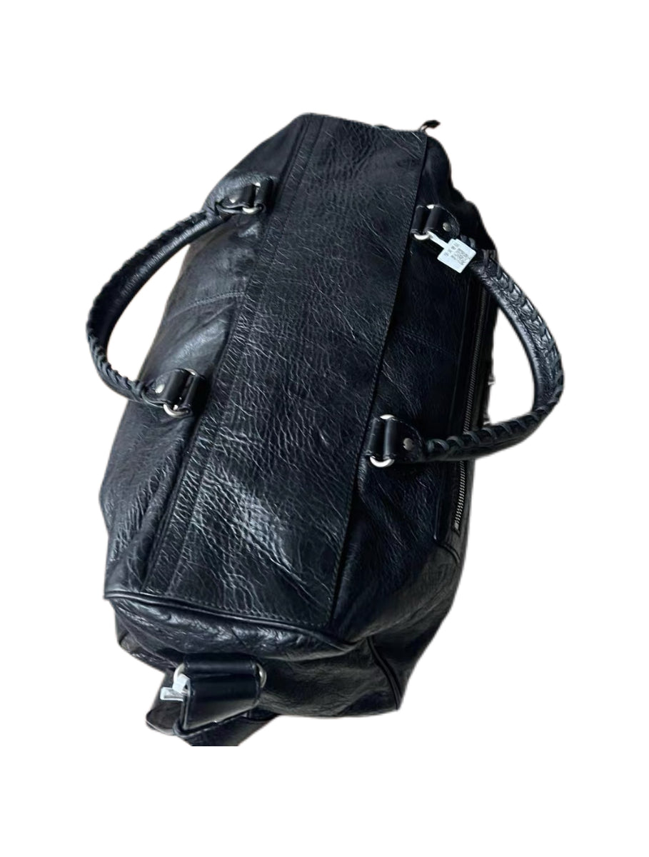 Balenciaga Classic Motorcycle Leather Travel Bag Black Large Weekender Duffle City Work Style Vintage