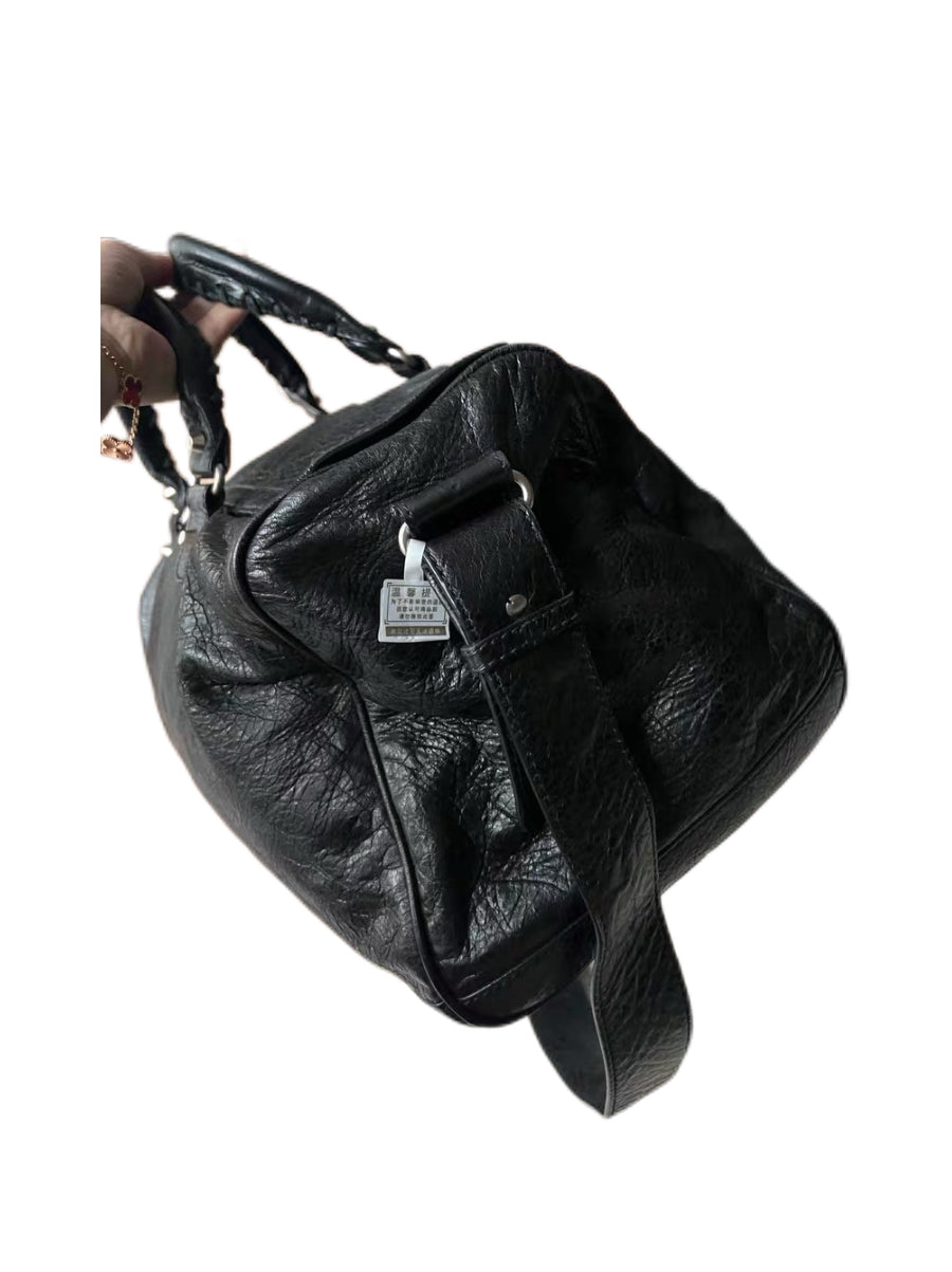 Balenciaga Classic Motorcycle Leather Travel Bag Black Large Weekender Duffle City Work Style Vintage