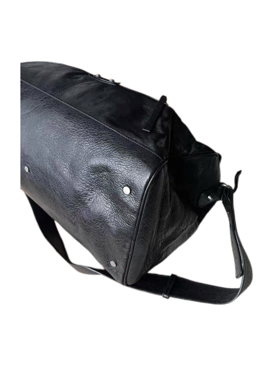 Balenciaga Classic Motorcycle Leather Travel Bag Black Large Weekender Duffle City Work Style Vintage