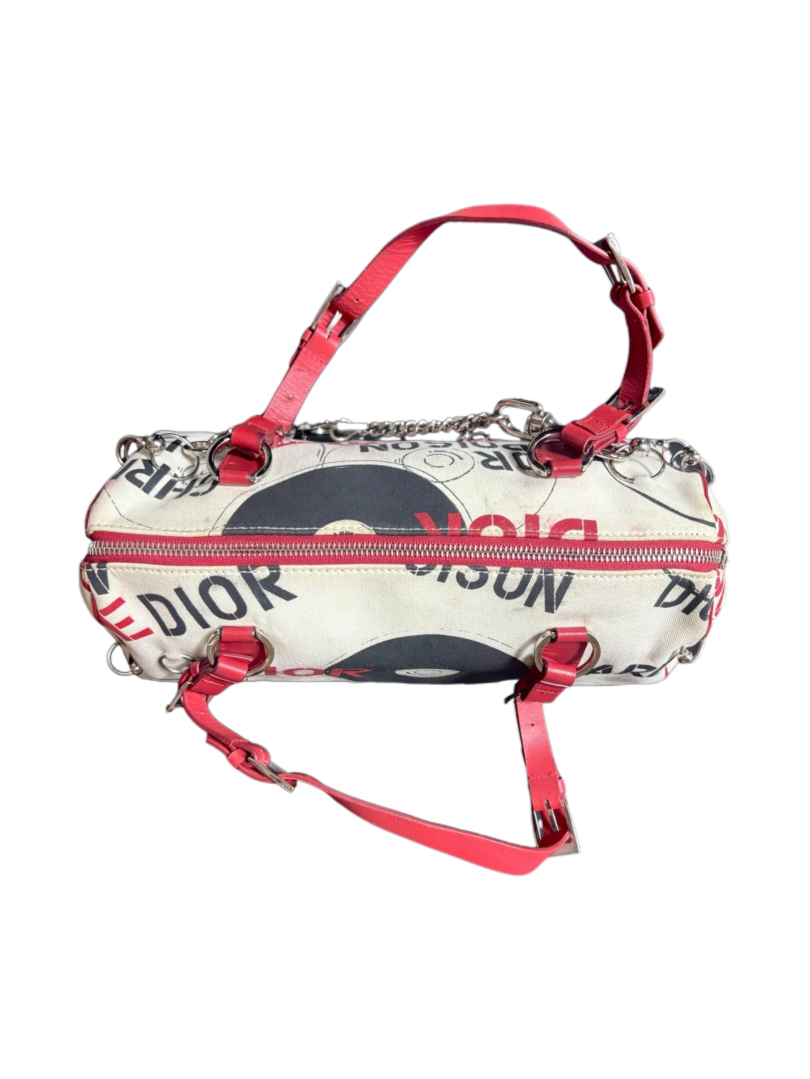 Christian Dior by John Galliano Omotesando Limited Edition Punk CD Print Chain Boston Bag 2003 Archive 1 of 500