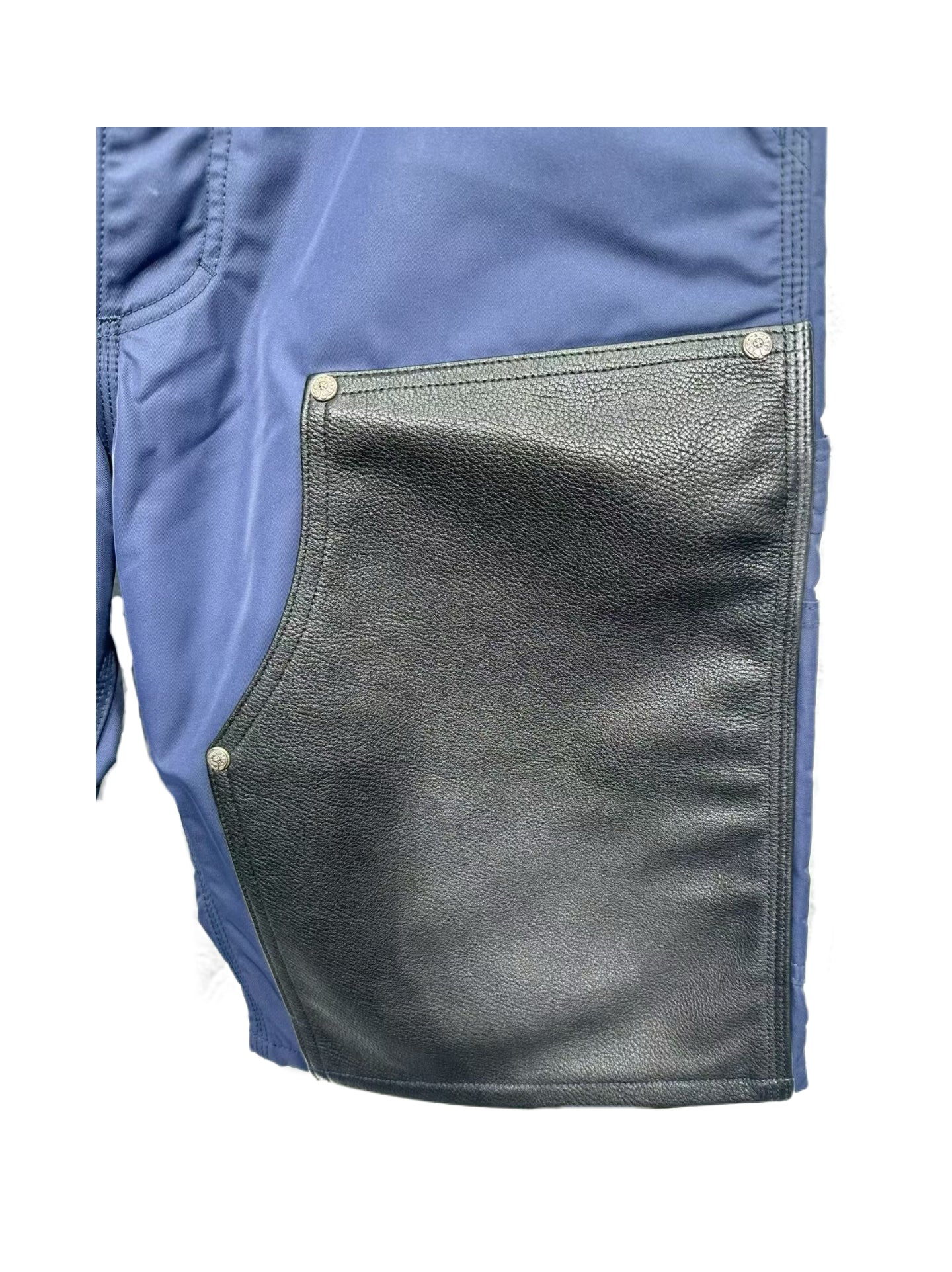 Chrome Hearts Vintage Navy Utility Cargo Shorts Leather Double Knee Cross Patch Rare Archive