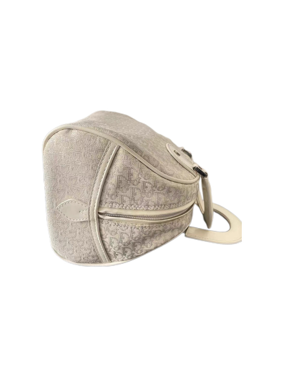 Christian Dior by John Galliano Limited Edition Mini White Oblique Dice Charm Boston Handbag Y2K Archive Extremely Rare Piece