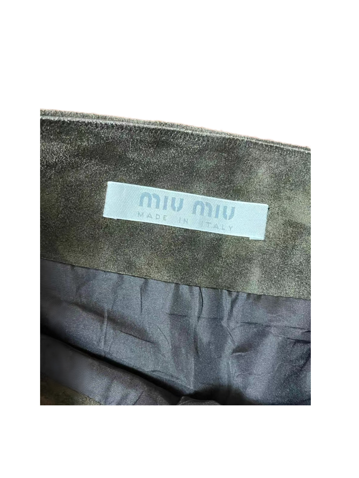 Miu Miu 1999 Runway Suede Lace-Up Mini Skirt Olive Brown Archive Rare Piece