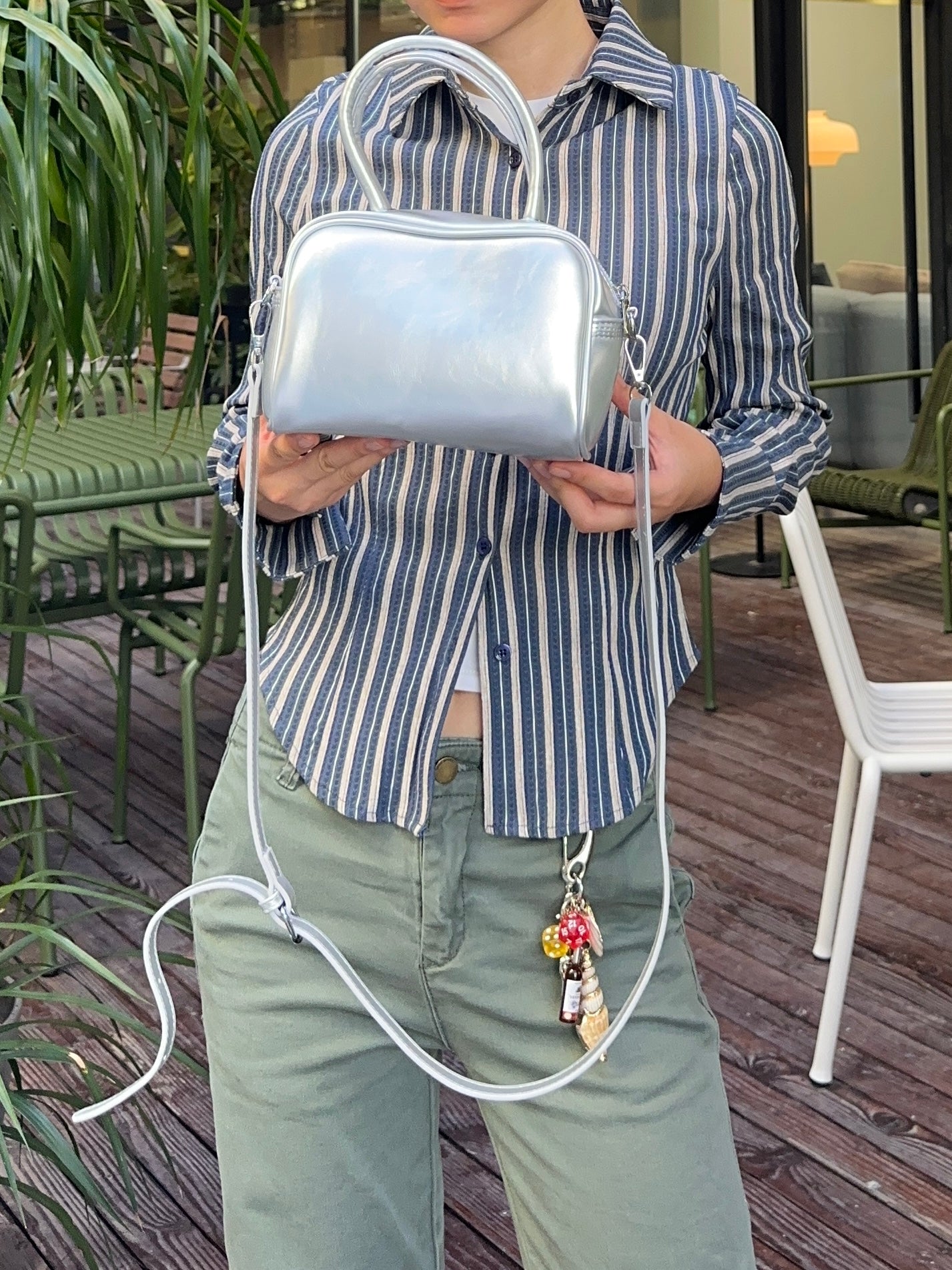 Metallic Silver Box Mini Bag