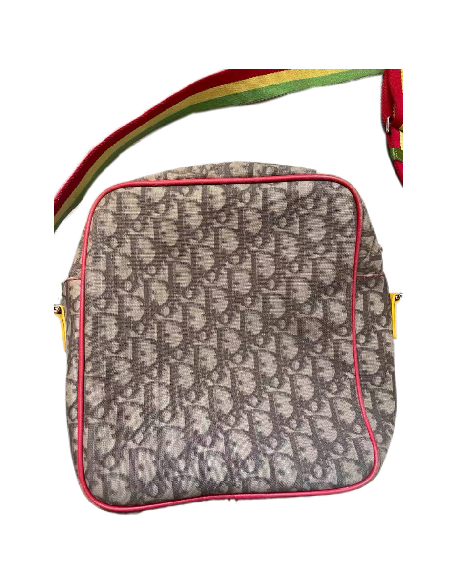 Christian Dior by John Galliano Rasta Oblique Monogram Crossbody Bag Rare Archive Canvas Shoulder Bag