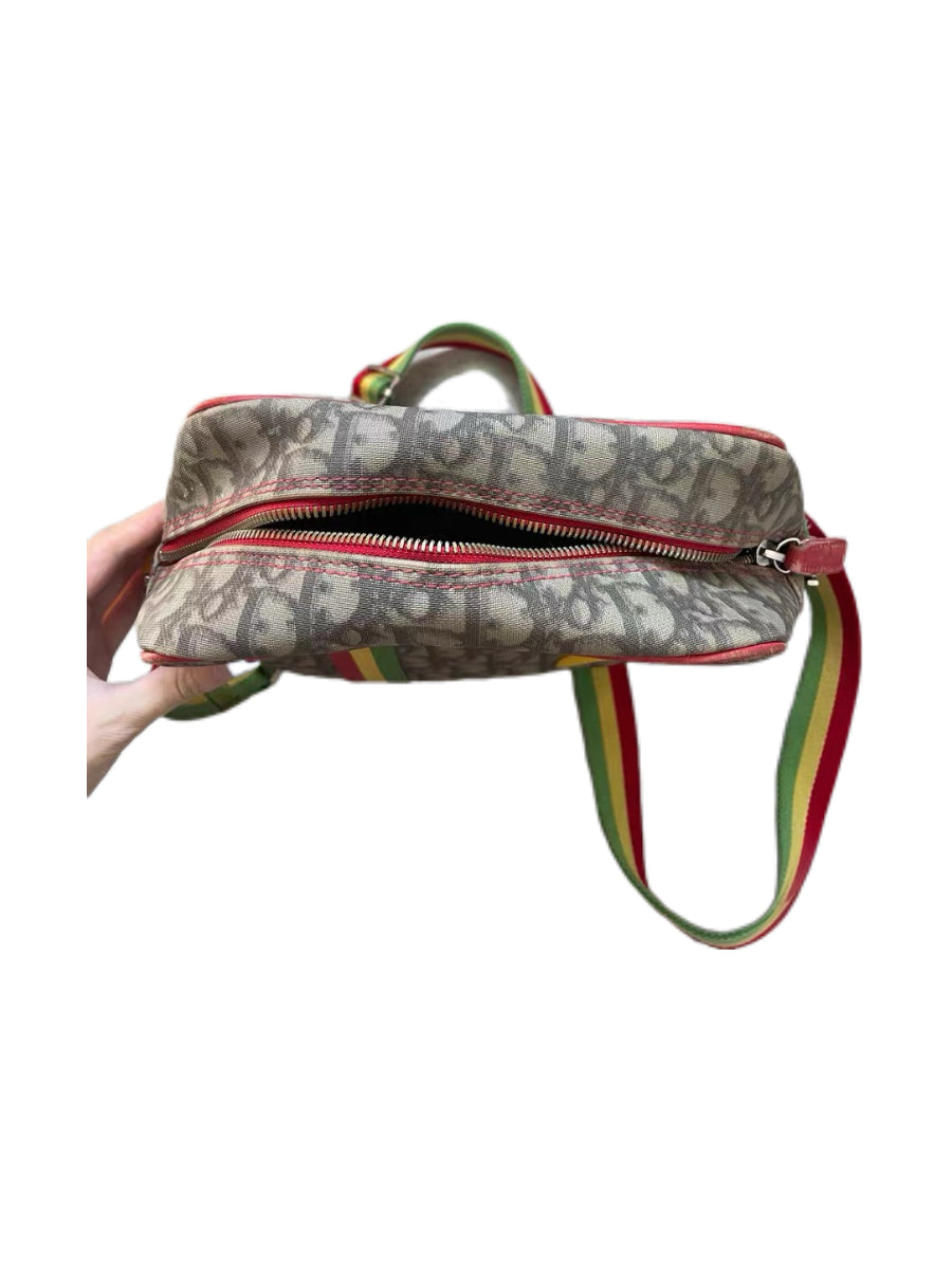 Christian Dior by John Galliano Rasta Oblique Monogram Crossbody Bag Rare Archive Canvas Shoulder Bag