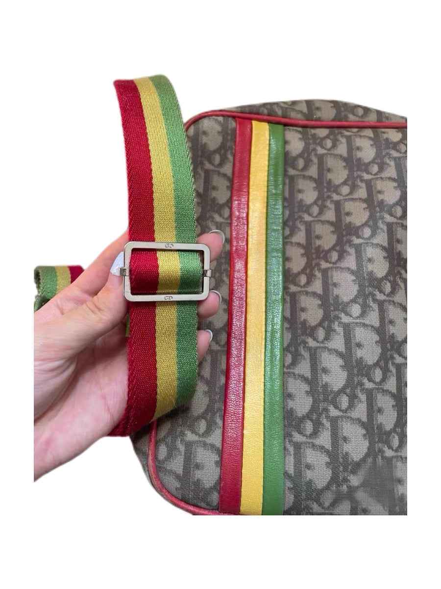 Christian Dior by John Galliano Rasta Oblique Monogram Crossbody Bag Rare Archive Canvas Shoulder Bag