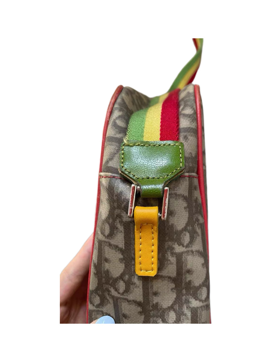 Christian Dior by John Galliano Rasta Oblique Monogram Crossbody Bag Rare Archive Canvas Shoulder Bag