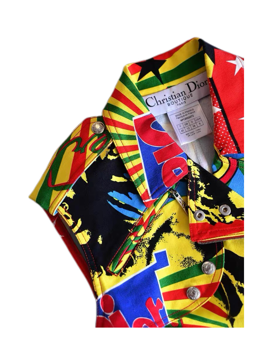 Christian Dior by John Galliano Rasta Graphic Print Vest Deadstock Rare Archive Runway Piece