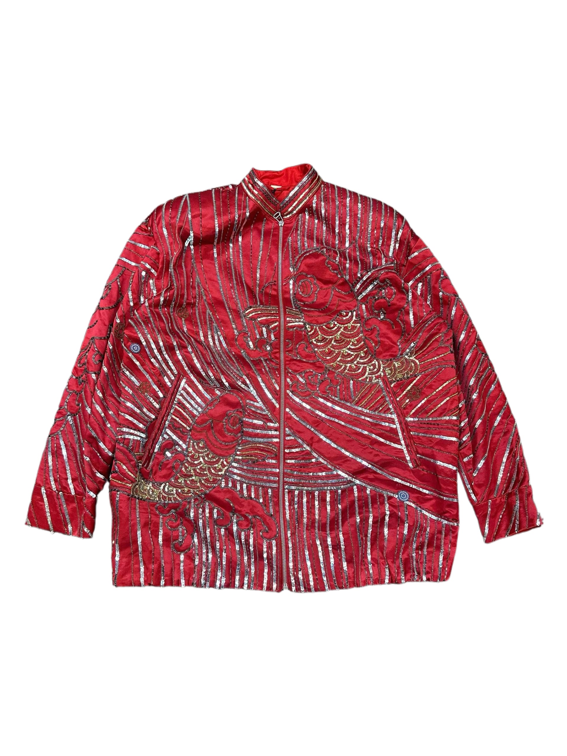 Gucci Runway Embellished Koi Silk Bomber Jacket