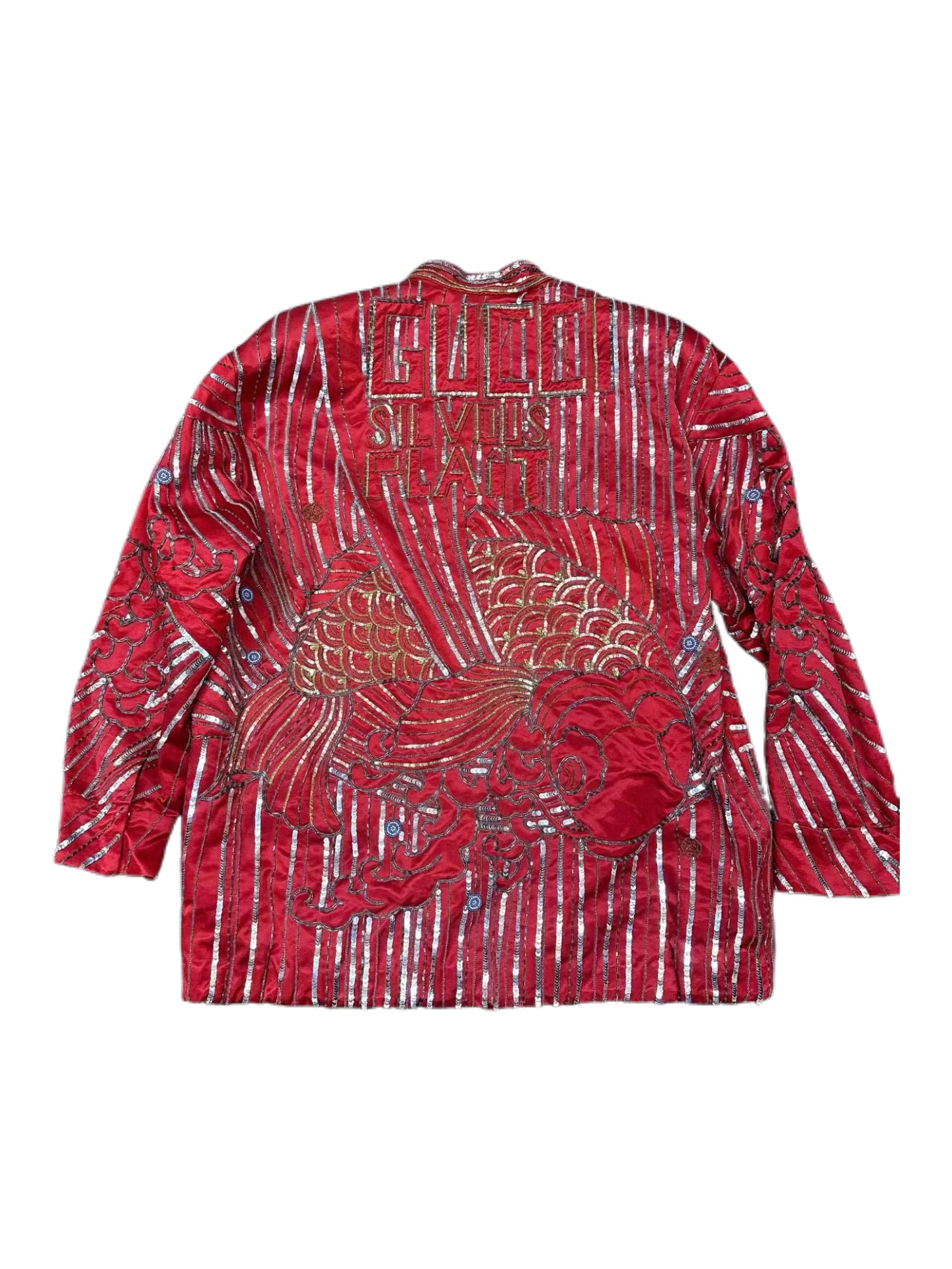 Gucci Runway Embellished Koi Silk Bomber Jacket