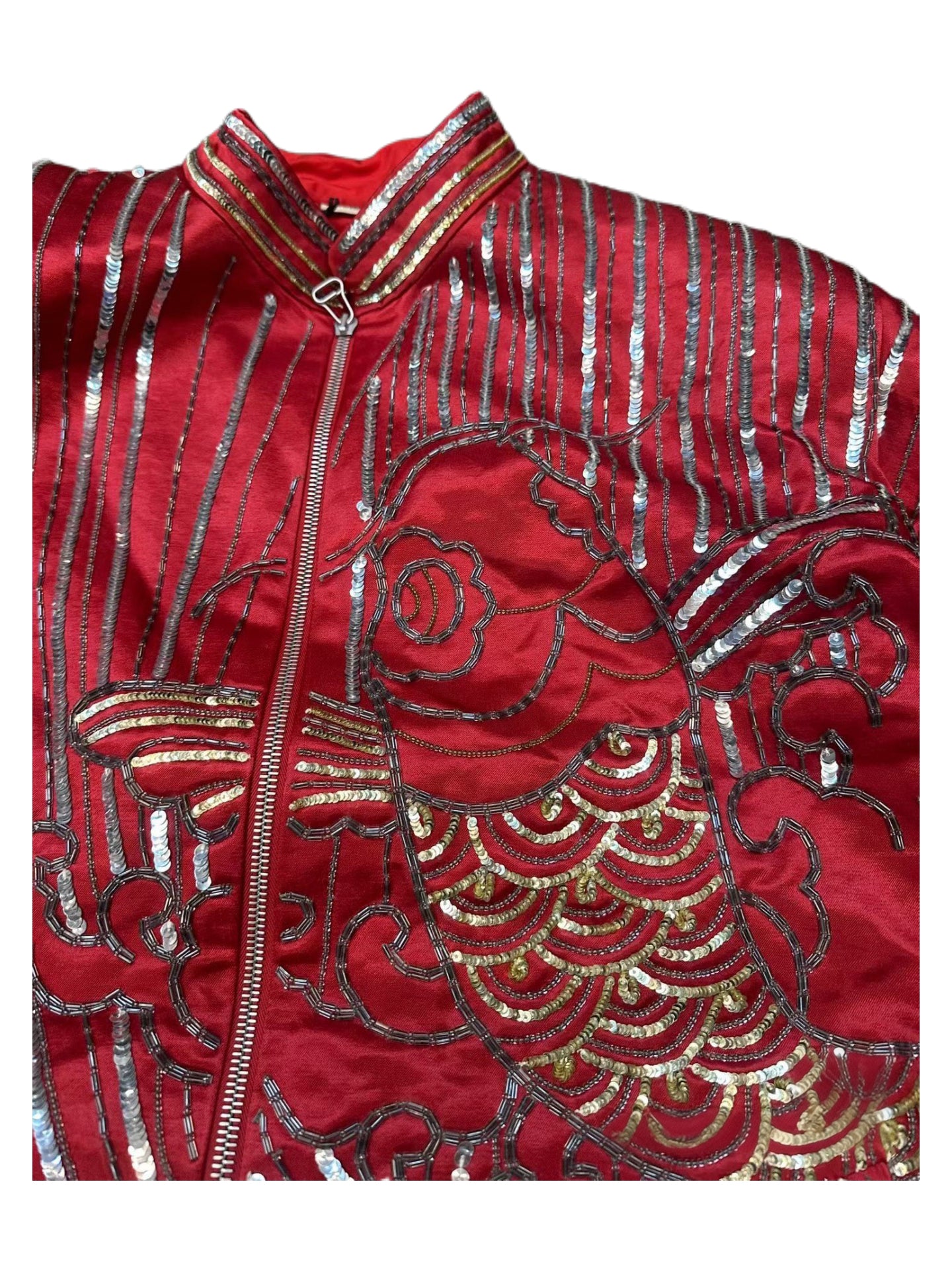 Gucci Runway Embellished Koi Silk Bomber Jacket