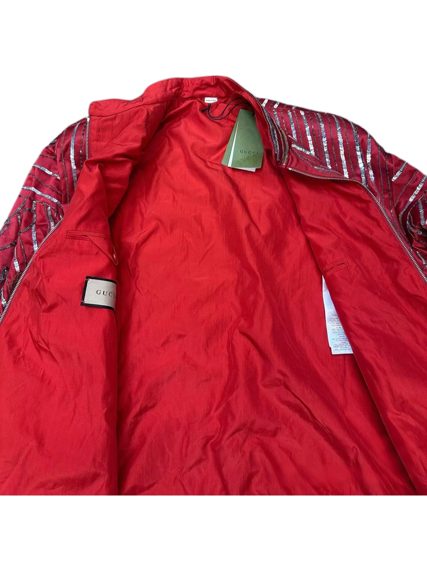 Gucci Runway Embellished Koi Silk Bomber Jacket