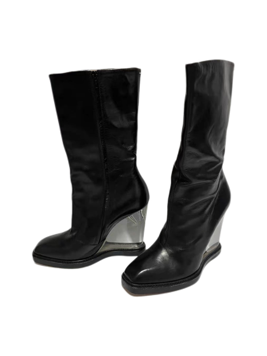 Maison Margiela 2013 FW Runway Nail Heel Lucite Wedge Boots Archive Statement Piece