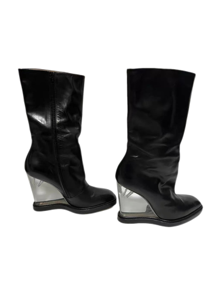 Maison Margiela 2013 FW Runway Nail Heel Lucite Wedge Boots Archive Statement Piece