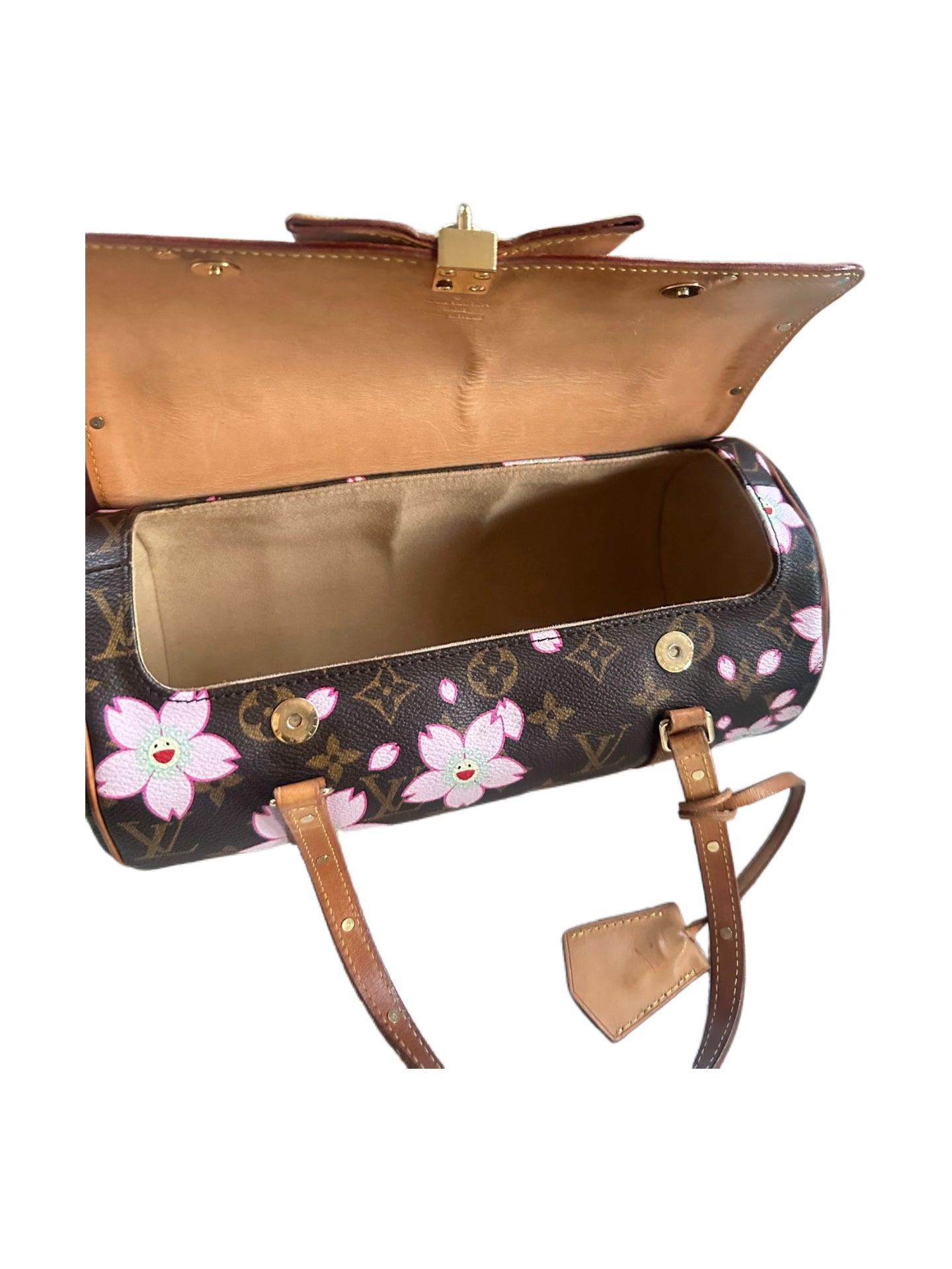 Louis Vuitton x Takashi Murakami Cherry Blossom Monogram Papillon Bow Lock Shoulder Bag Y2K Limited Edition Rare Vintage Piece