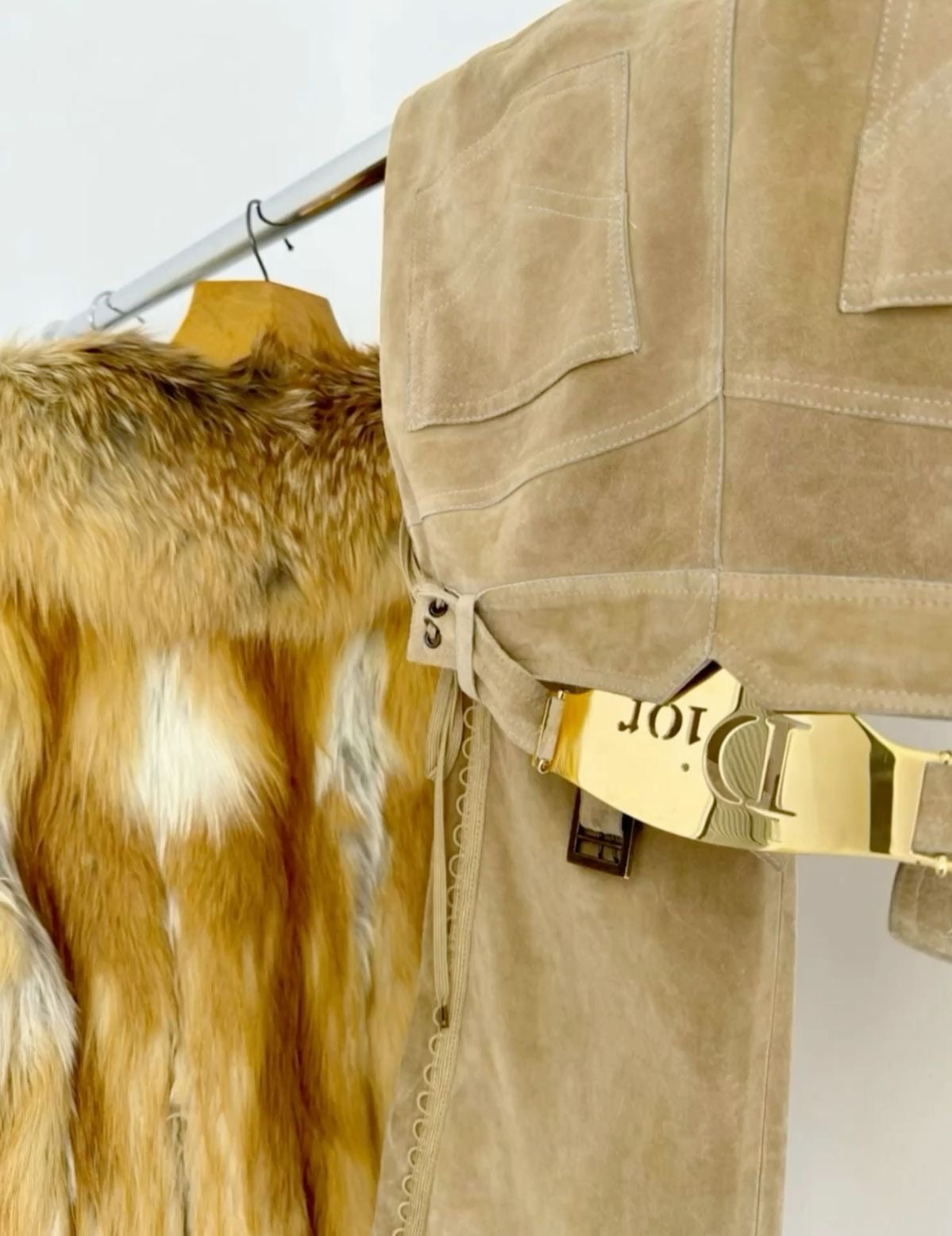 Christian Dior by John Galliano Suede Lace-Up Flared Trousers