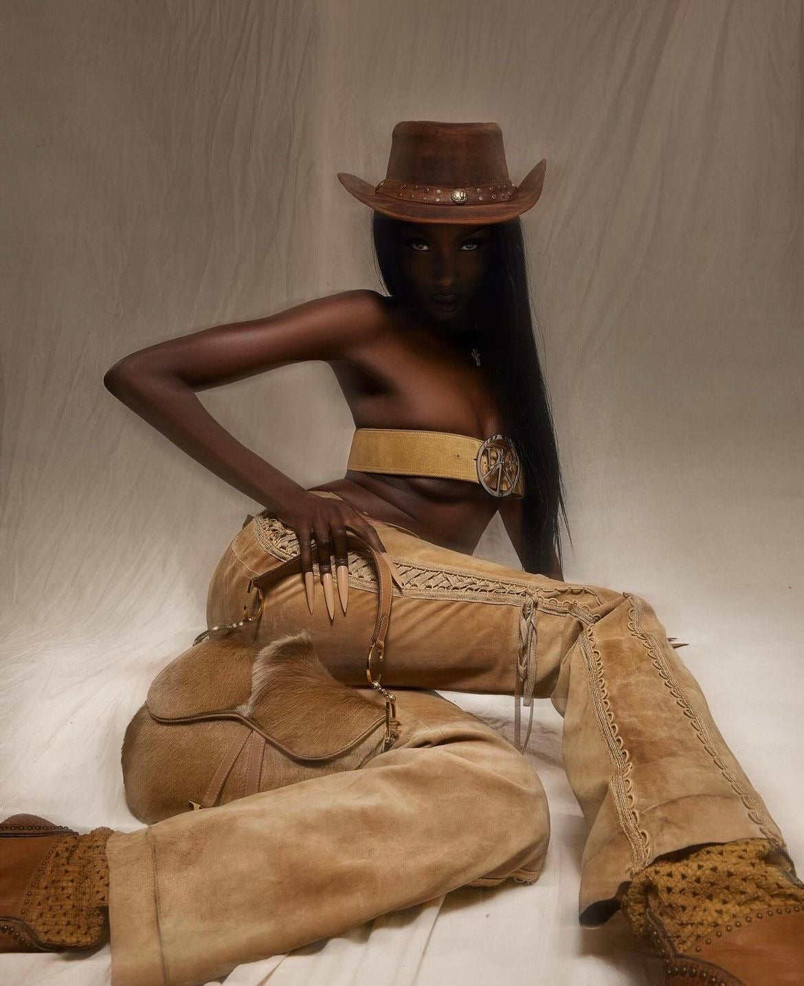 Christian Dior by John Galliano Suede Lace-Up Flared Trousers