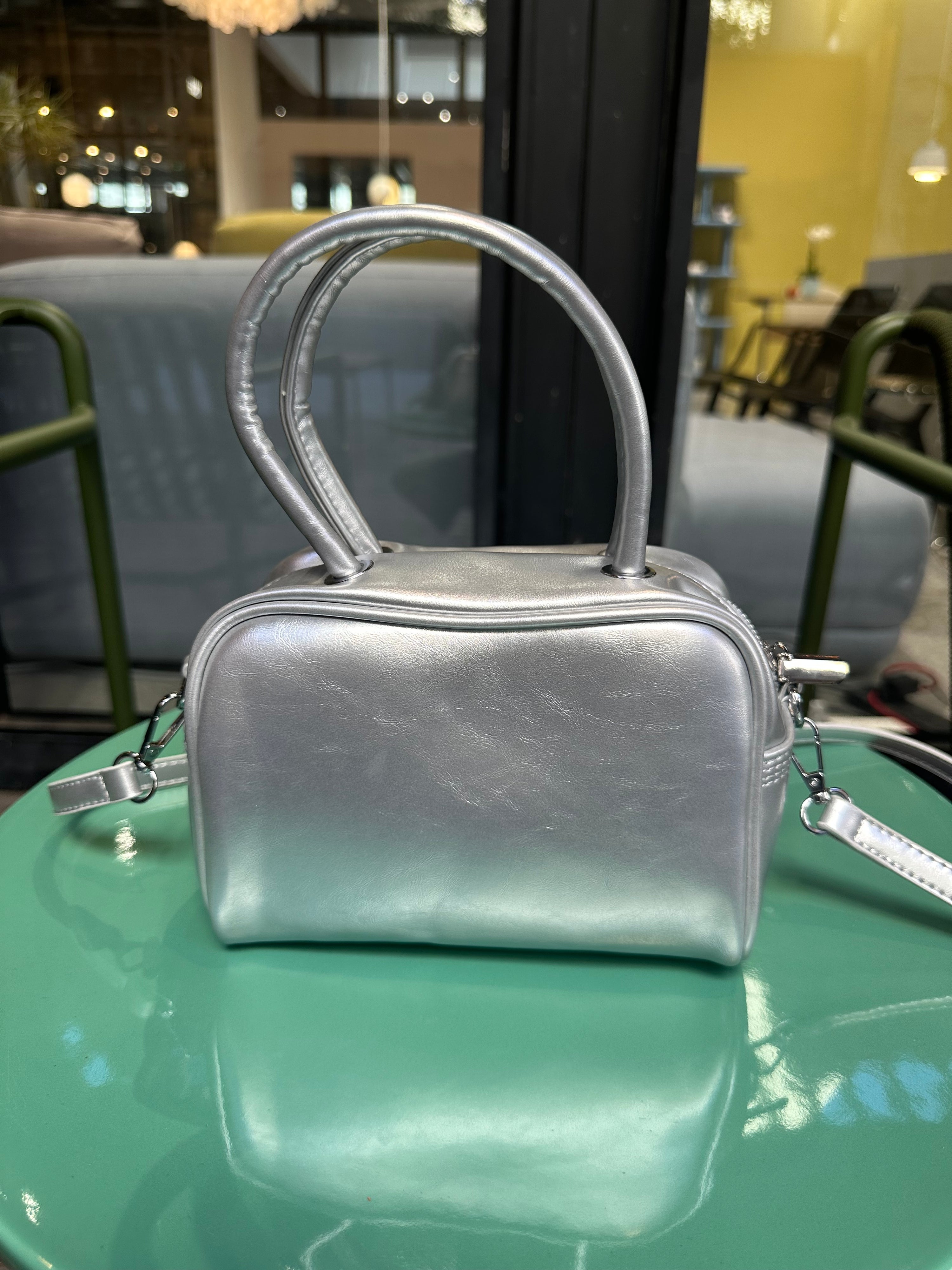 Metallic Silver Box Mini Bag