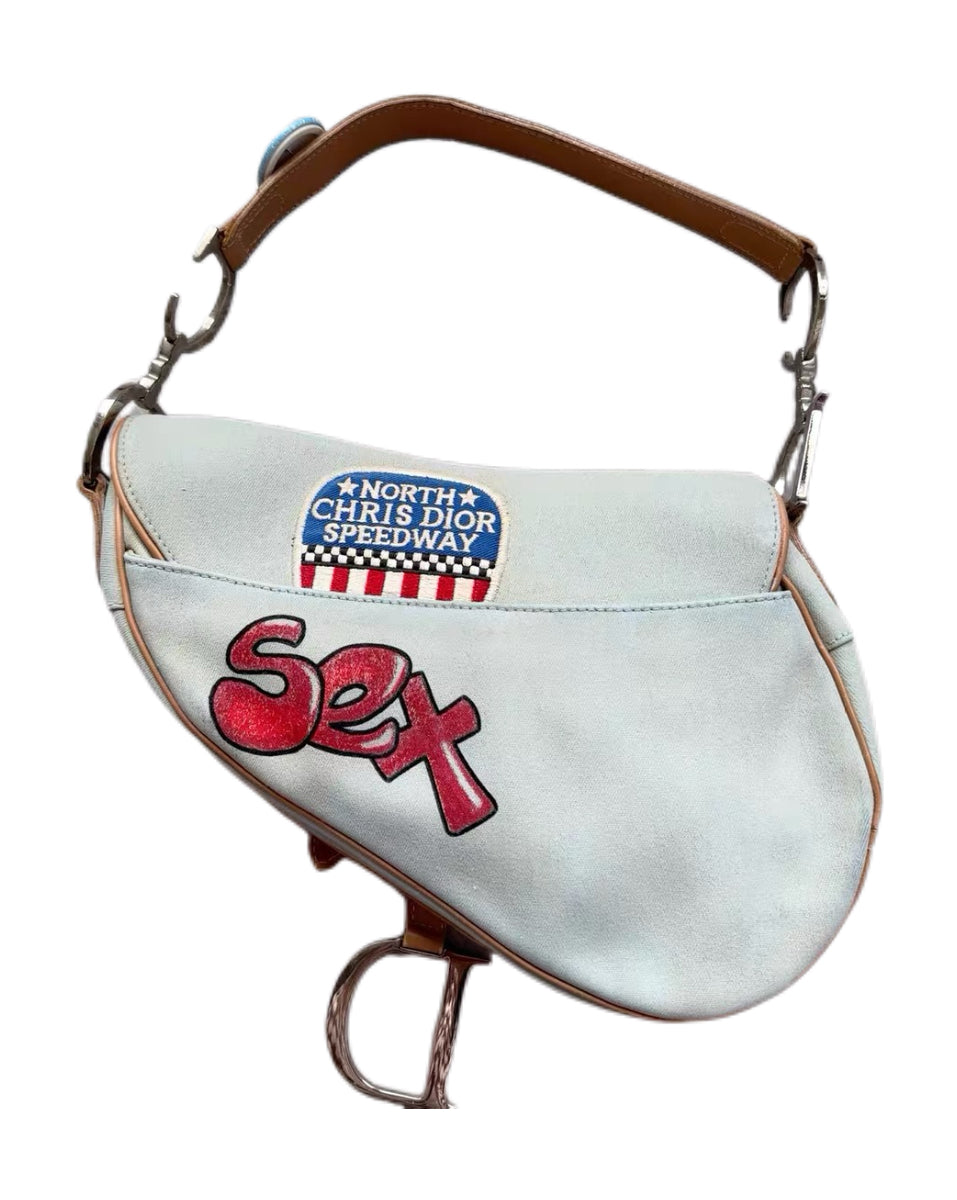 Christian Dior by John Galliano Racing Badge Embroidered Saddle Bag