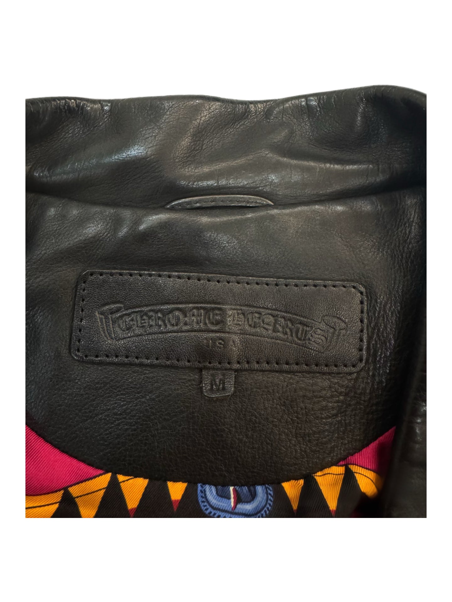 Chrome Hearts Black Leather Rider Jacket with Hermès Silk Scarf Lining – Rare Archive Biker Jacket