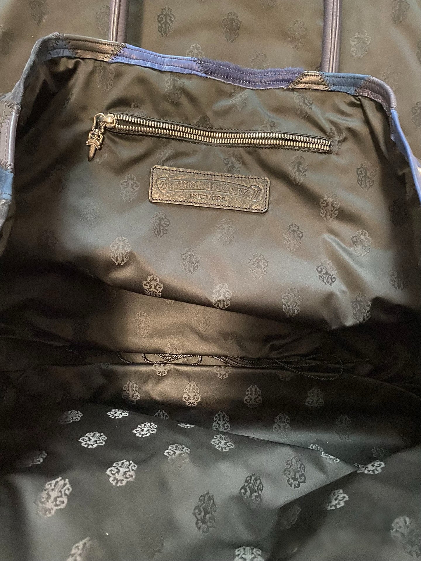 Chrome Hearts Art Basel VIC Exclusive Patchwork Tote Bag Navy Leather Archive Bag Rare Collector Piece