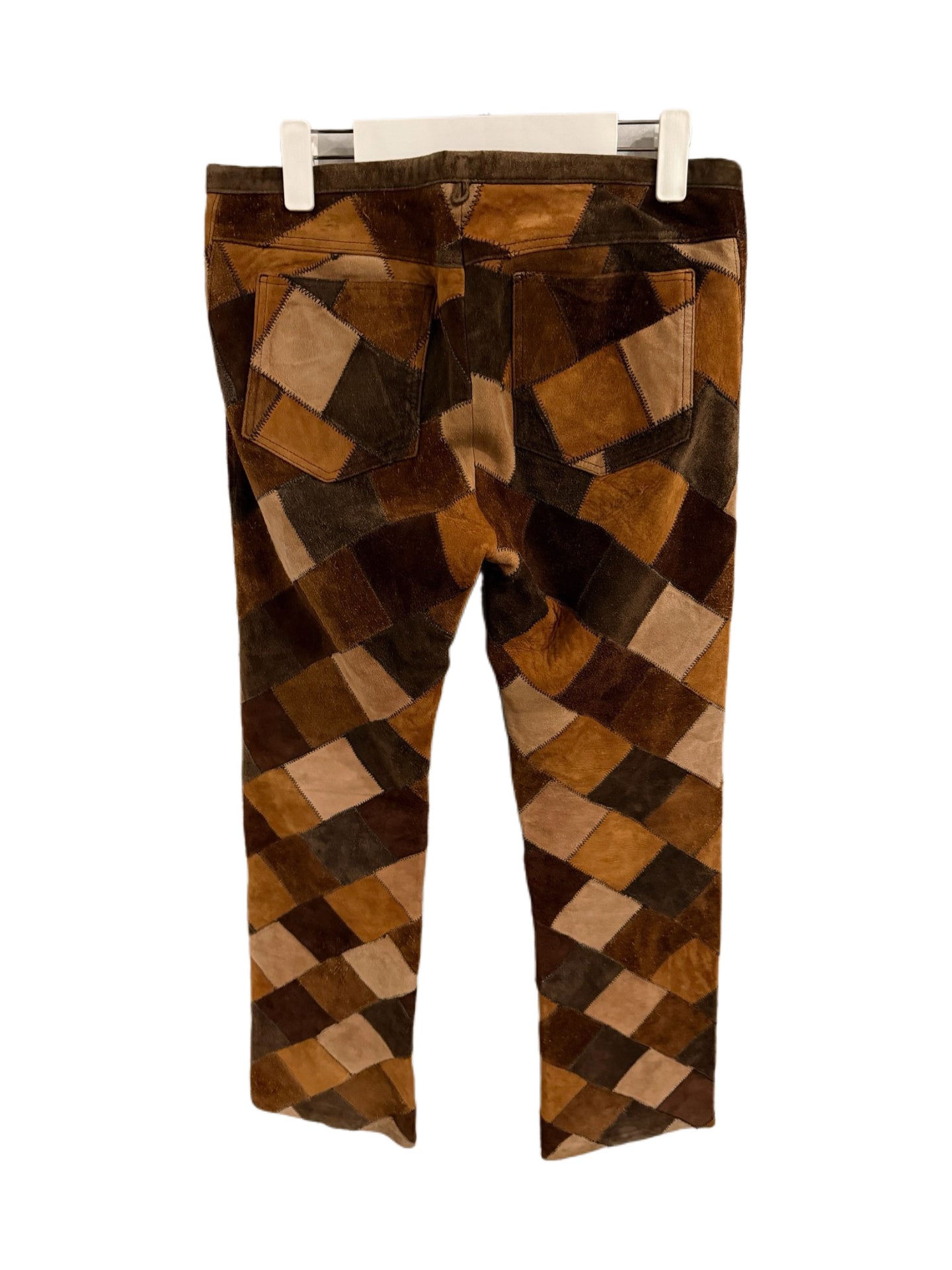 Chrome Hearts Brown Patchwork Flame Leather Pants – Ultra Rare Archive Horsehide Collector Piece