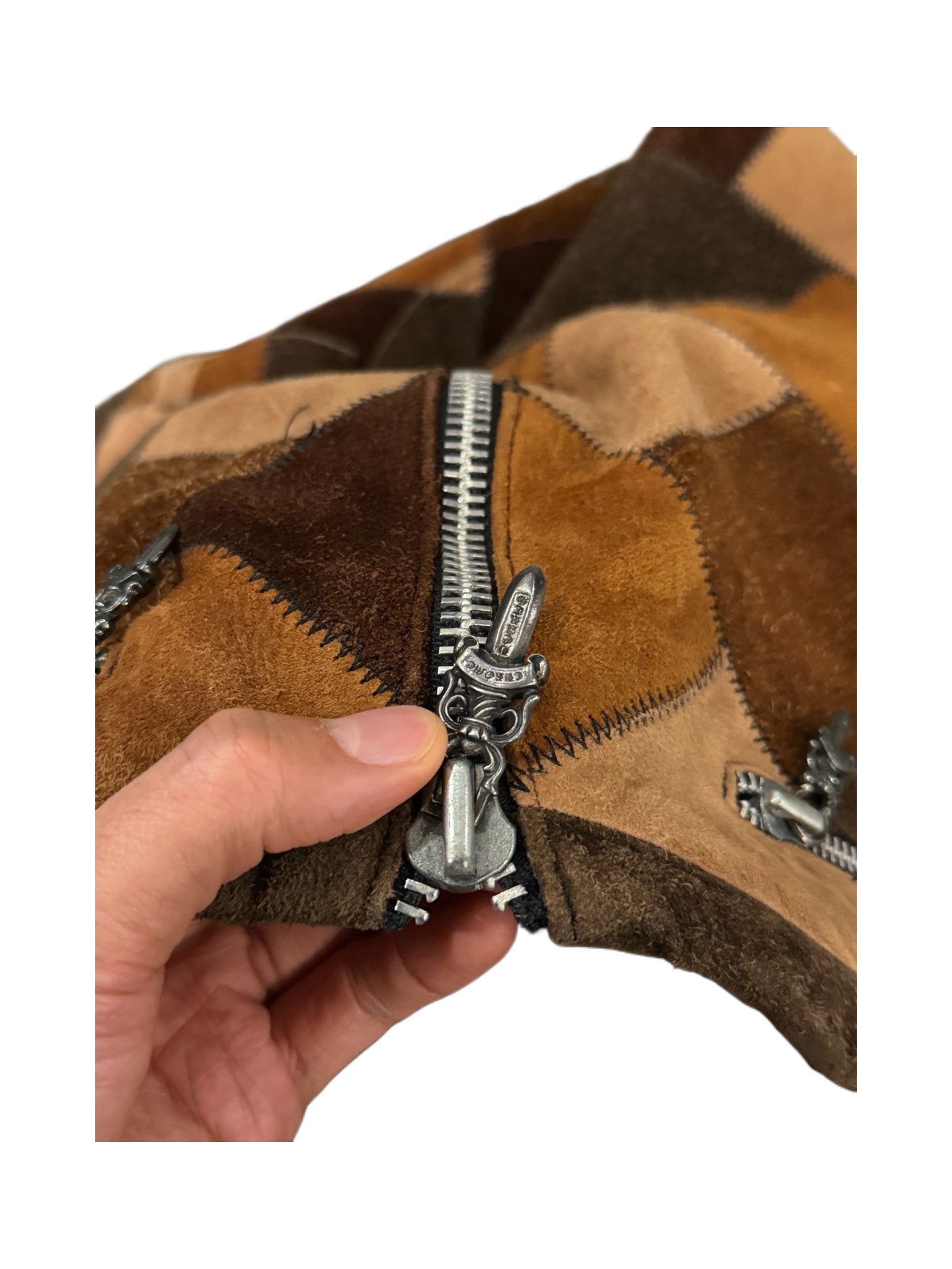 Chrome Hearts Brown Patchwork Flame Leather Pants – Ultra Rare Archive Horsehide Collector Piece
