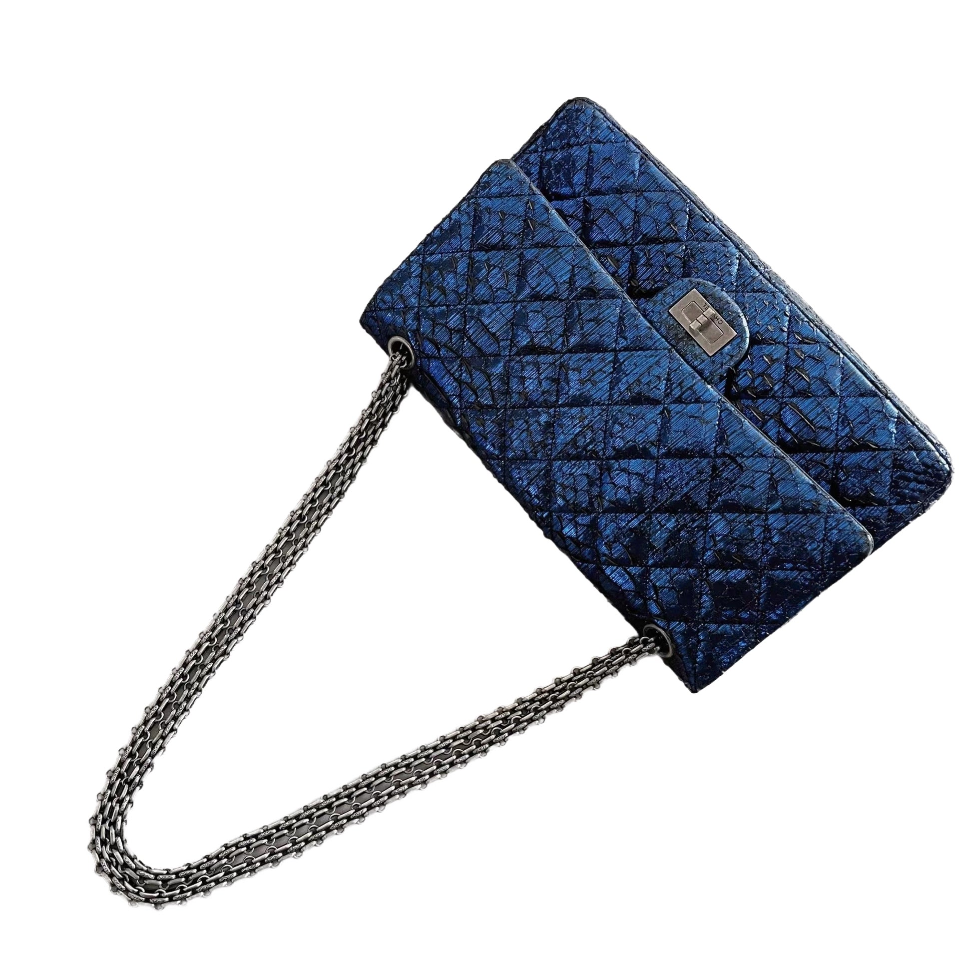 Chanel Reissue 2.55 Flap Bag in Iridescent Blue Python Embossed Leather