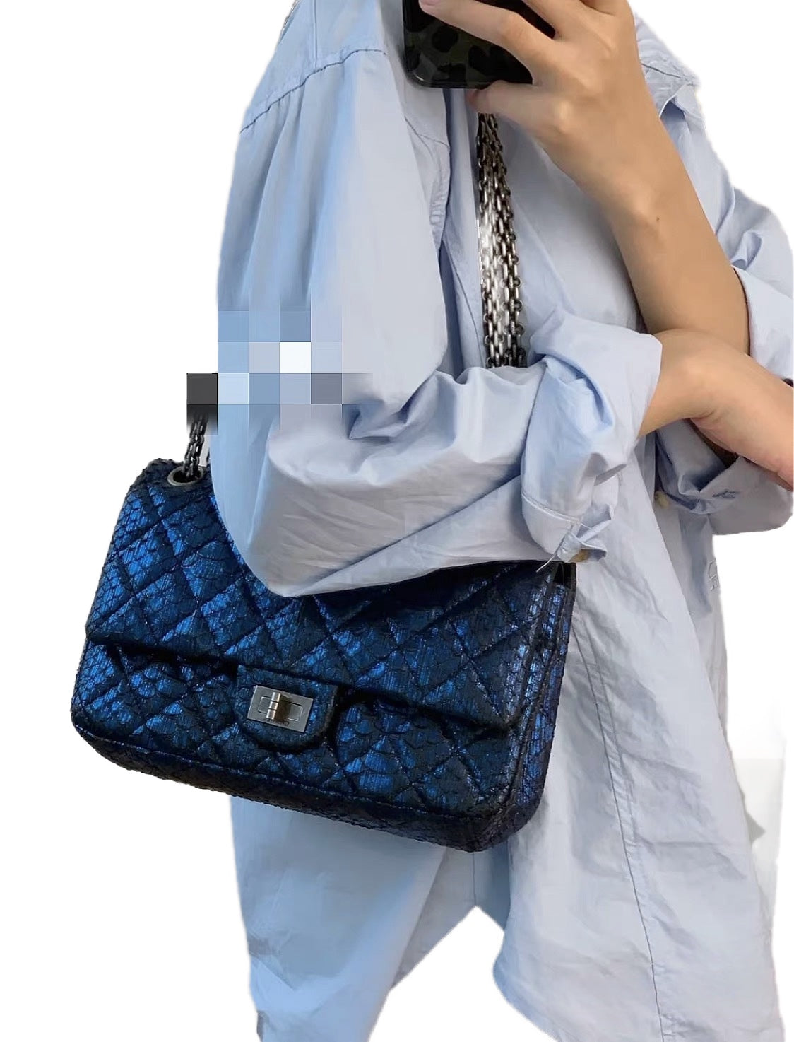Chanel Reissue 2.55 Flap Bag in Iridescent Blue Python Embossed Leather