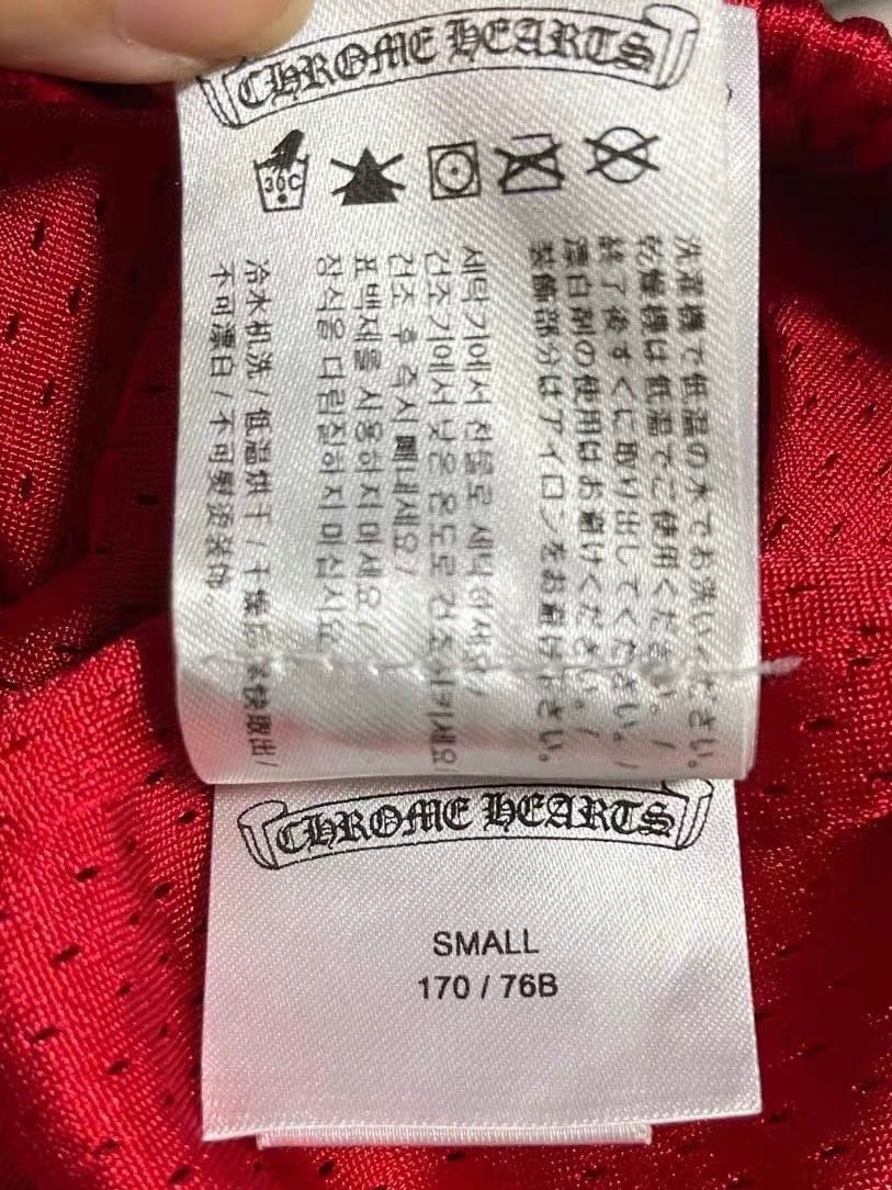 Chrome Hearts Red Mesh Track Pants with Cross Graphic & “Fuck” Motif