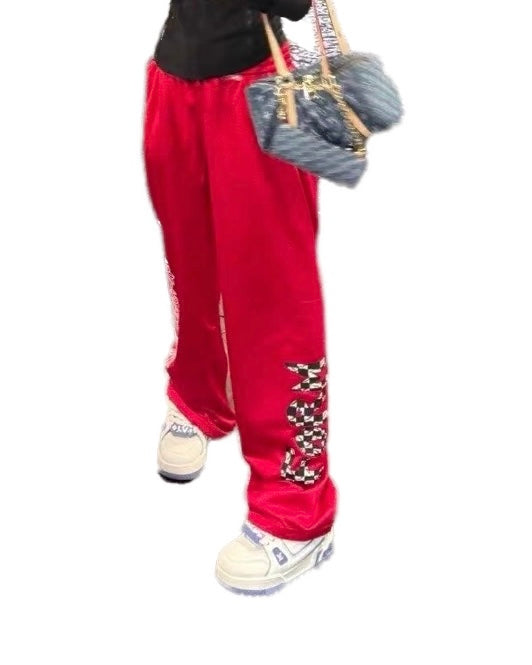 Chrome Hearts Red Mesh Track Pants with Cross Graphic & “Fuck” Motif