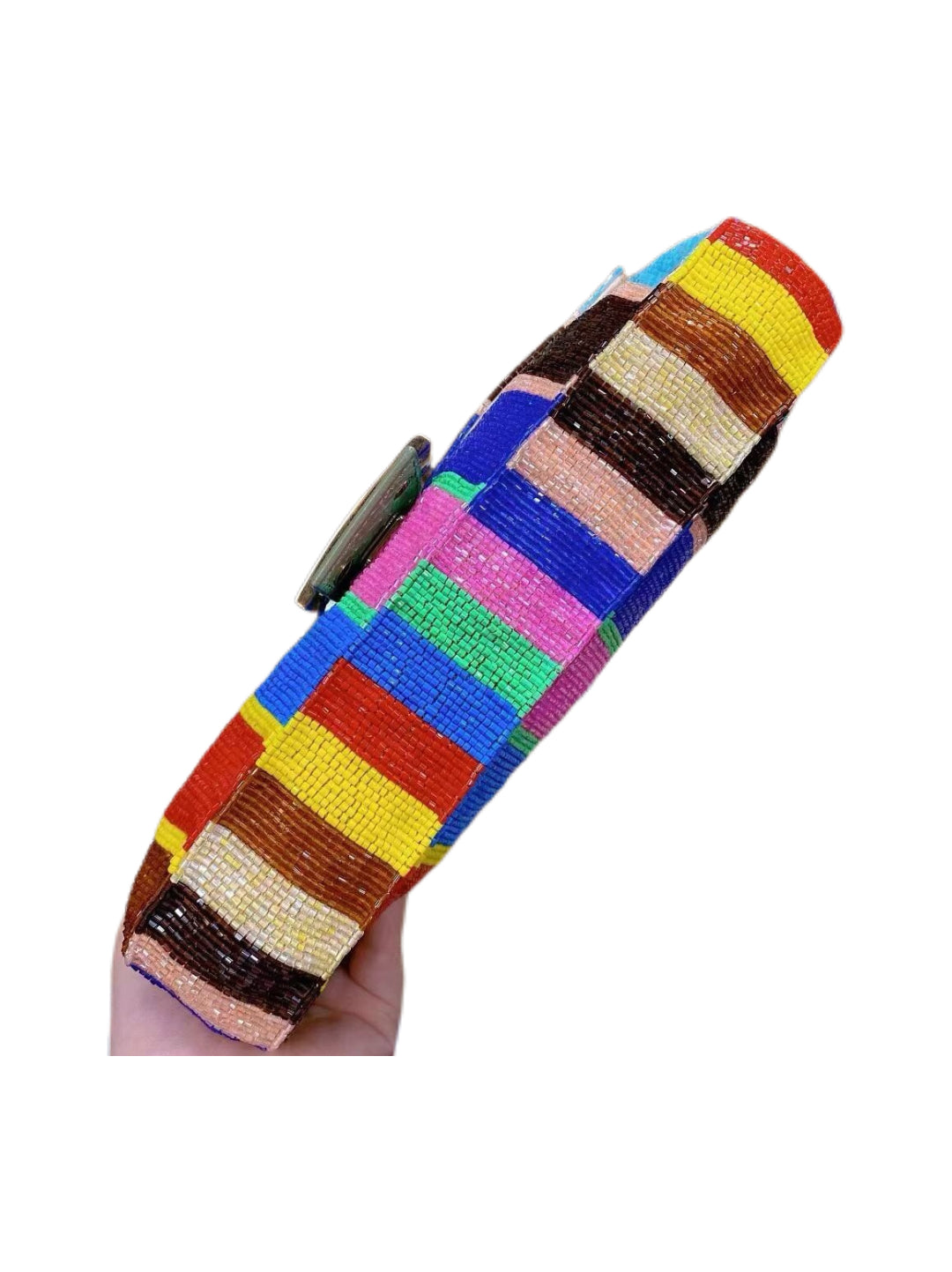 Fendi Limited Edition Multicolor Beaded Baguette Bag Y2K Rainbow Stripe Hand-Embellished Rare Collector Piece