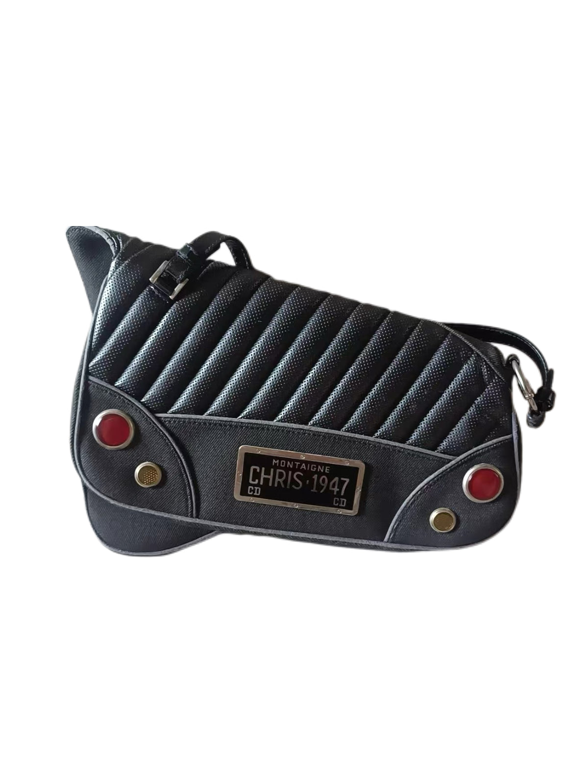 Christian Dior by John Galliano 2001 Runway Cadillac “Chris 1947” Saddle Bag Black Tech Quilted Rare Archive Piece