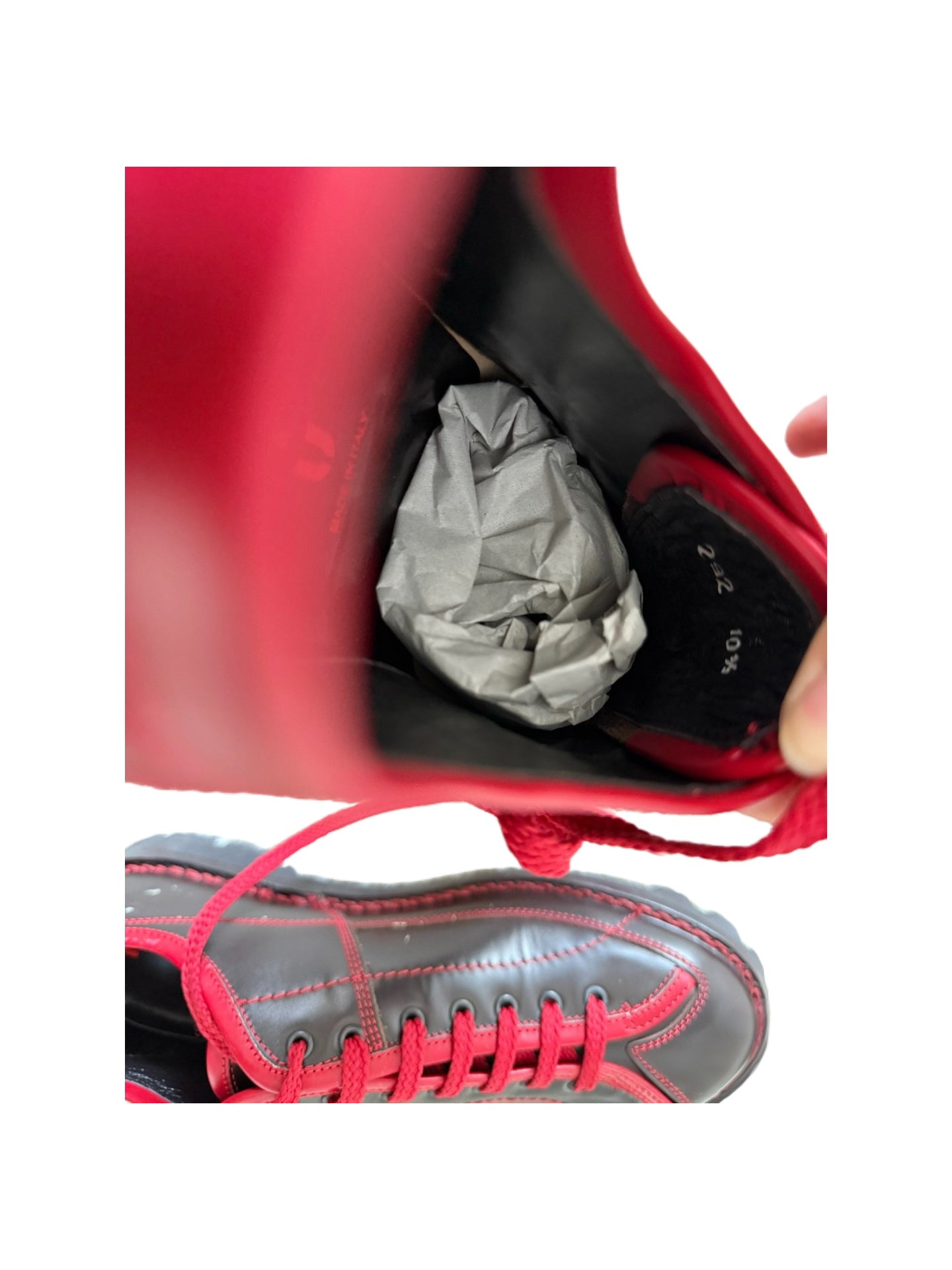 Miu Miu Vintage Men’s Bowling Collection Leather Lace-Up Shoes Black & Red Contrast Stitch Runway Style