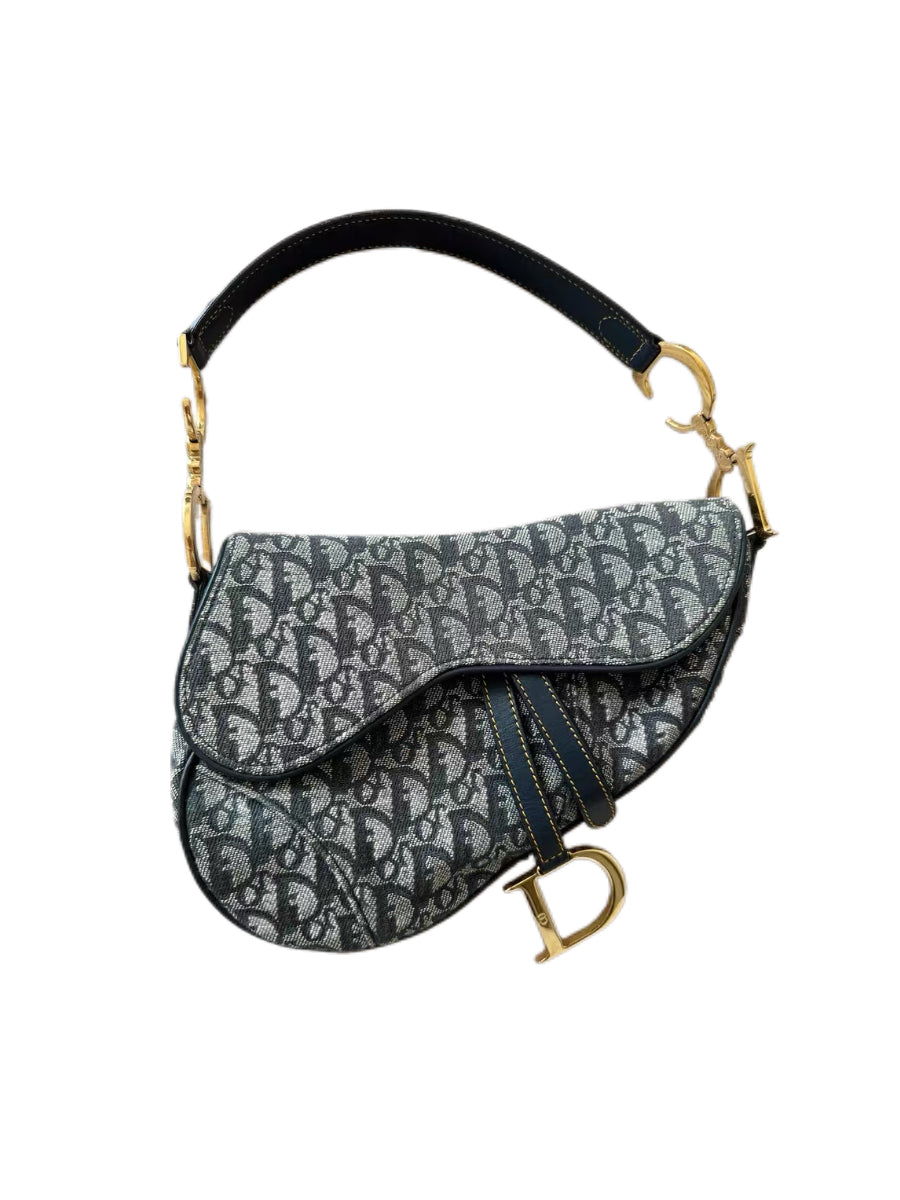 Christian Dior by John Galliano Y2K Monogram Saddle Bag Silk Lining Rare Vintage Diorissimo Canvas