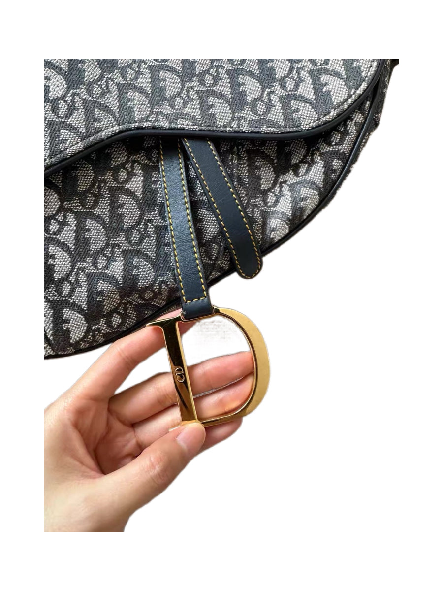 Christian Dior by John Galliano Y2K Monogram Saddle Bag Silk Lining Rare Vintage Diorissimo Canvas