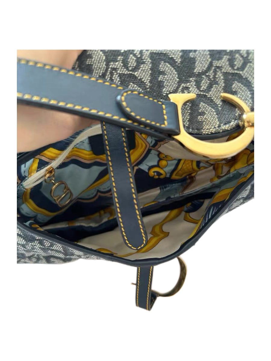 Christian Dior by John Galliano Y2K Monogram Saddle Bag Silk Lining Rare Vintage Diorissimo Canvas